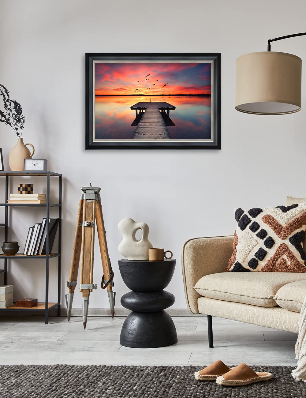 Ipic - Our Own Sunset Personalized Framed Wall Art With Names And Date On, Giclee Prints Framed With Solid Wood, Custom Memorial