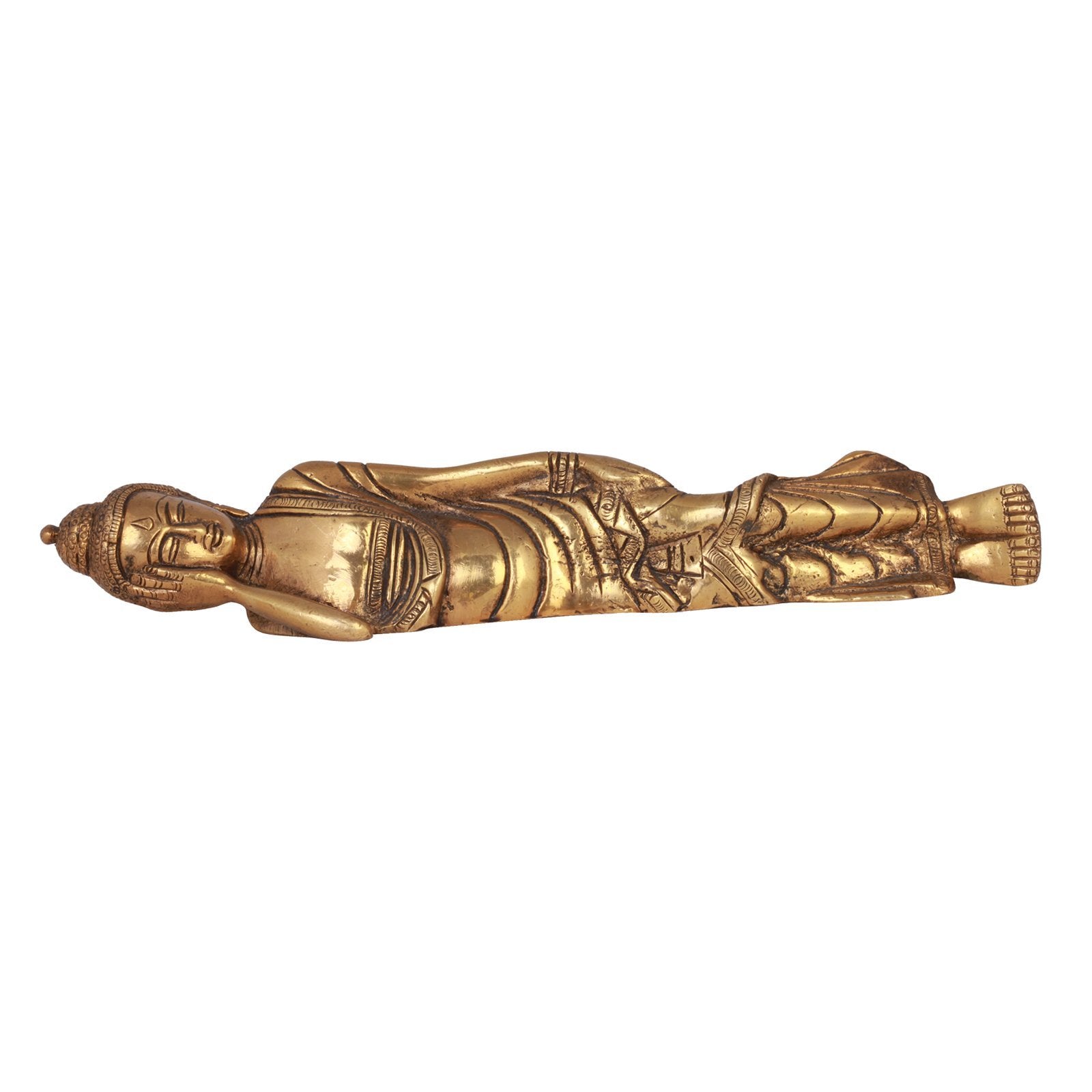 Kartique Brass Buddha Sleeping On Right Hand