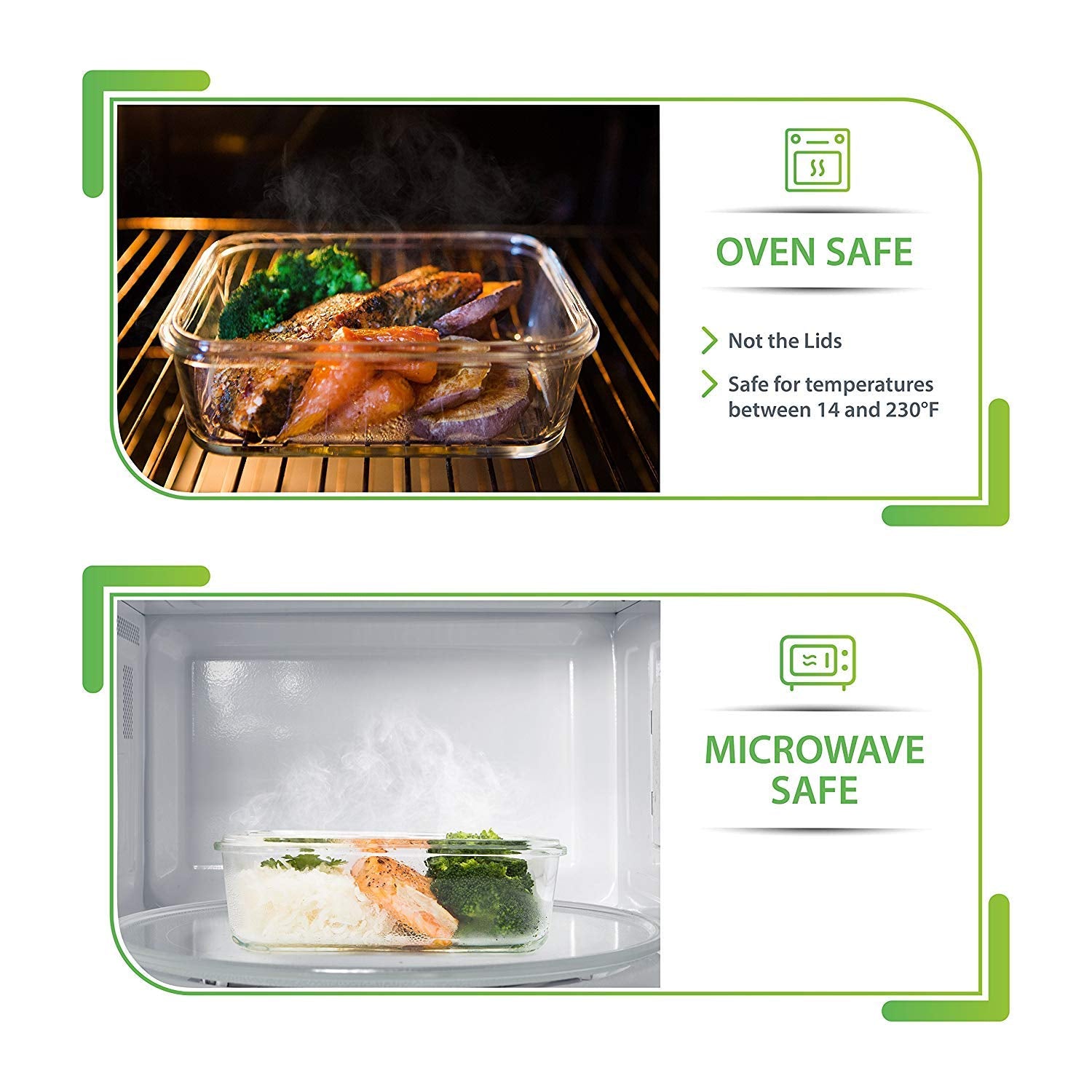 (5-pack  30oz) Glass Food Storage Containers with Lids - Leak Proof Meal Prep Lunch/Freezer Containers - Microwave Oven Dishwasher Safe