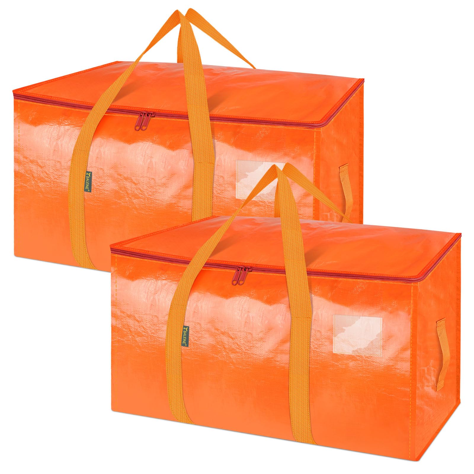 Baleine 2-Pack Oversized Moving Bags With Reinforced Handles, Heavy-Duty Storage Tote For Clothes, Moving Supplies (Orange, 2-Pa