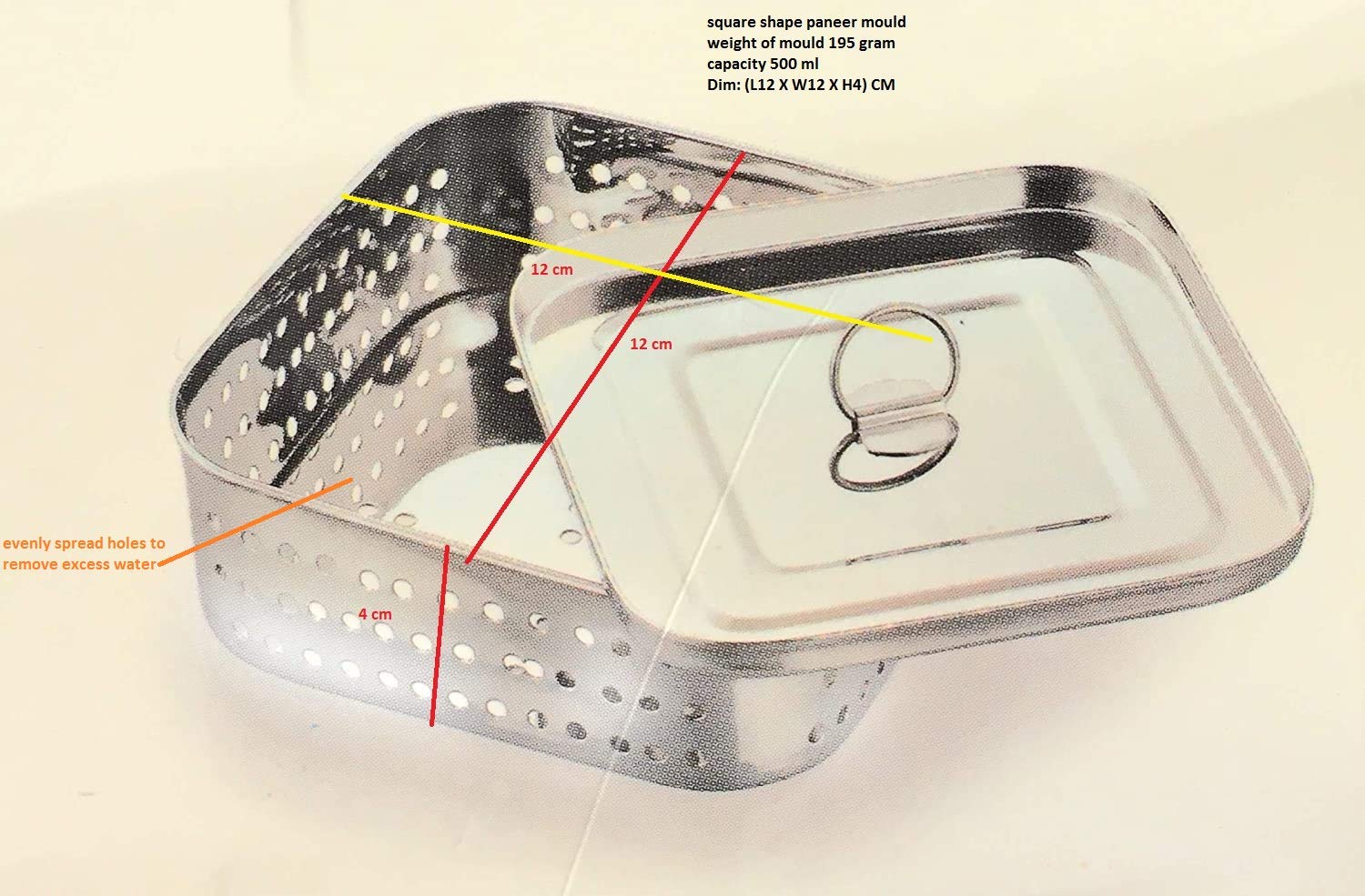 Champriti Square Paneer Maker Mould Stainless Steel 500 Ml Square Shape