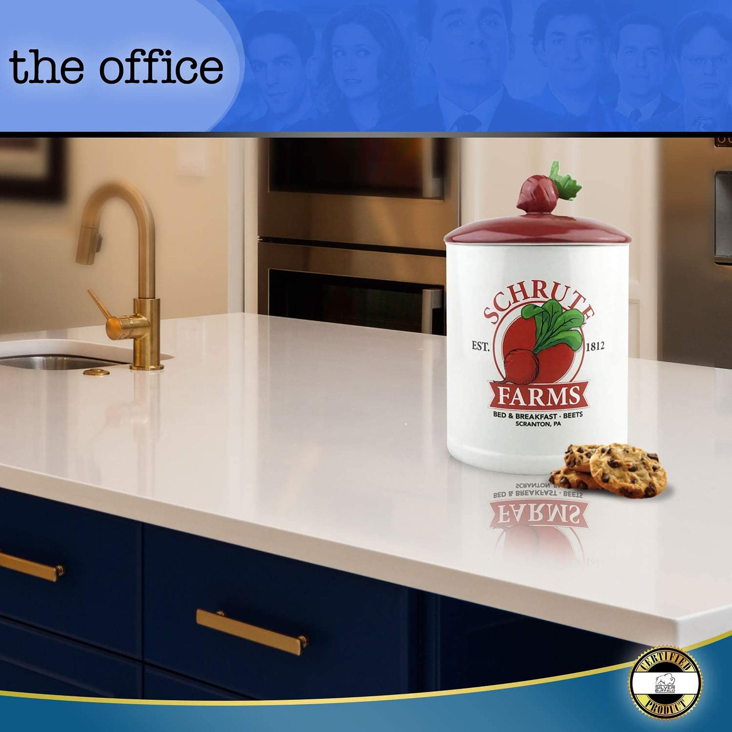 Silver Buffalo The Office Dunder Mifflin Dwight K. Schrute Farms Bed And Breakfast Beets Ceramic Cookie Snack Jar (Large)