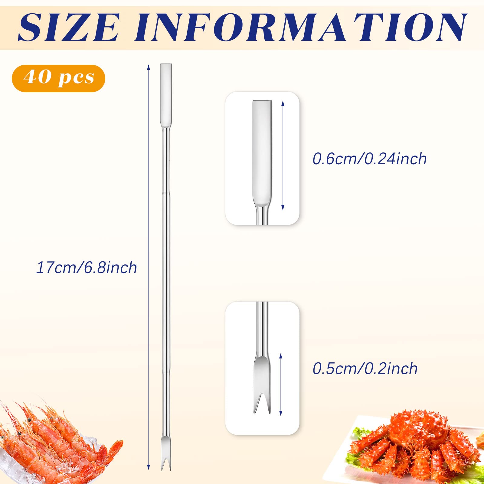 Yaomiao Stainless Steel Seafood Forks Set Silver 6.8 Inch Crab Forks Seafood Tools Crab Legs Utensils Seafood Picks For Eating L