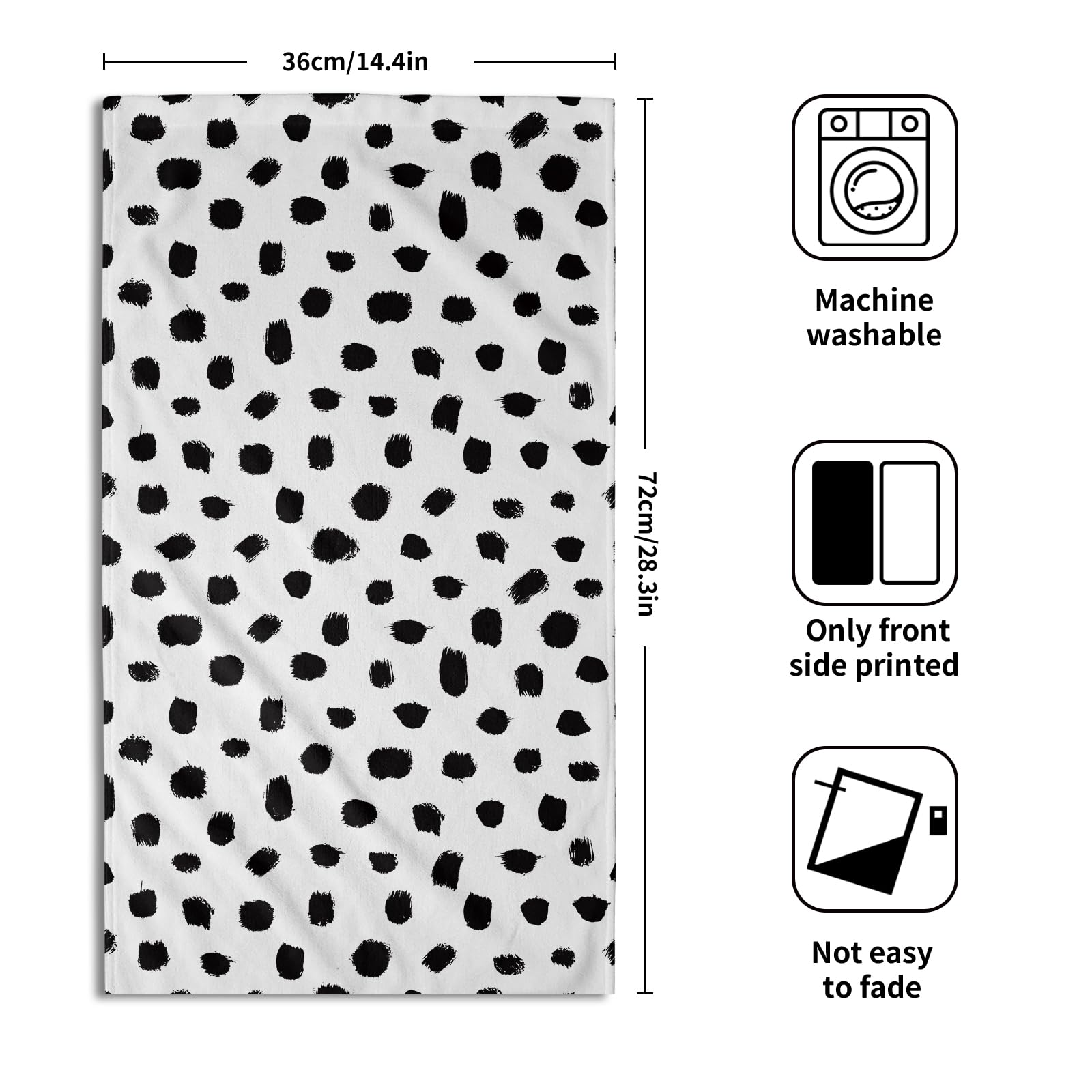 Miaoquhe Black White Polka Dot Towels Set Of 2, Boho Polka Dot Hand Towels For Bathroom 14''X28'' Vintage Doodle Towels Soft Abs