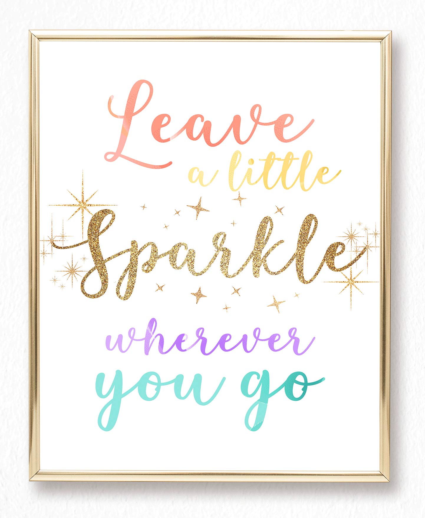 Brooke & Vine Unicorn Rainbow Girls Room Wall Decor Art Prints,(Unframed 8X10),Inspirational Kids Childrens Tween Posters For Ho