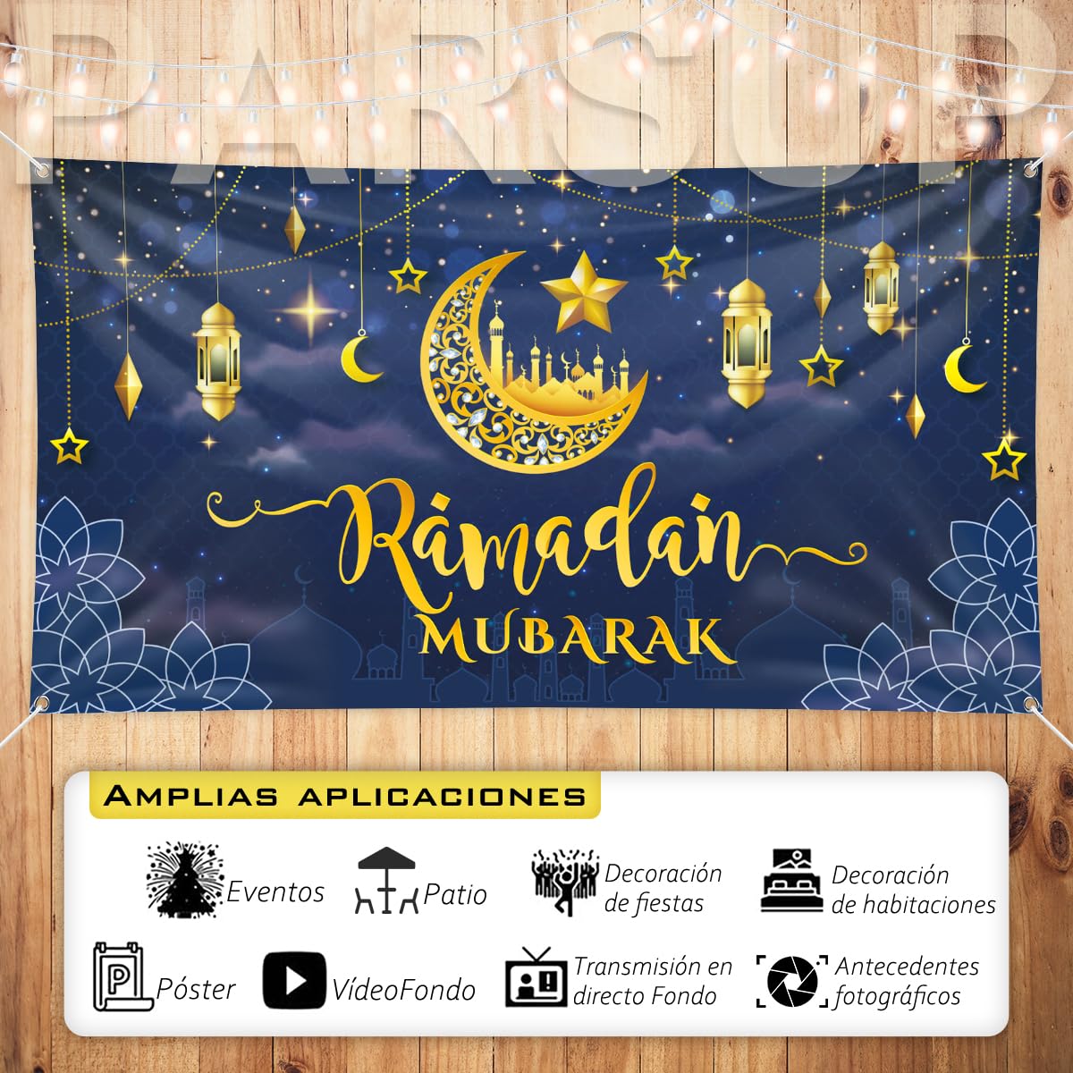 Ramadan Mubarak Banner, Large Fabric Muslim Ramadan Kareem Backdrop Decorations, Ramadan Sign Photo Booth Backdrop Background Fo