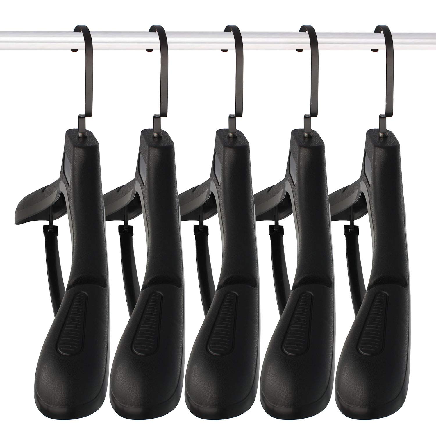 Plastic Extra Wide Suit Hangers, Pack Of 15, Width: 17.7'',Notched Shoulders & Swivel Hooks, Black