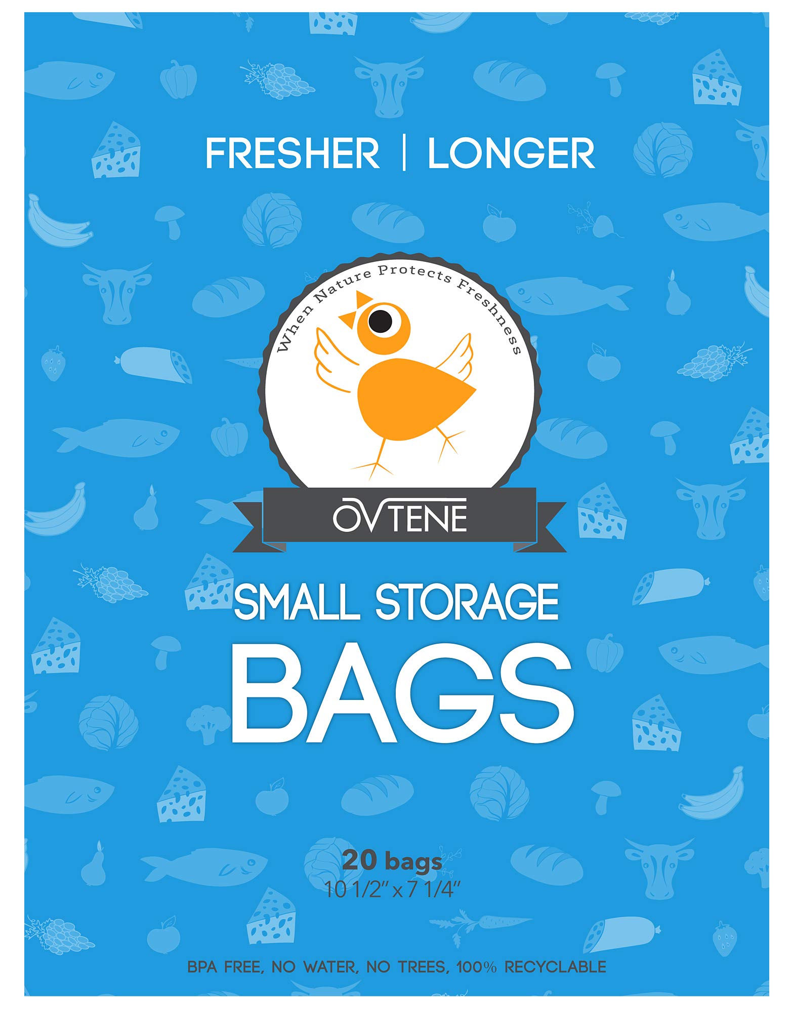 OVTENE Food Storage Bags for Cheese, Meat, and Produce  Keeps Food Fresher Longer (20 Small bags 10.5x7.25)
