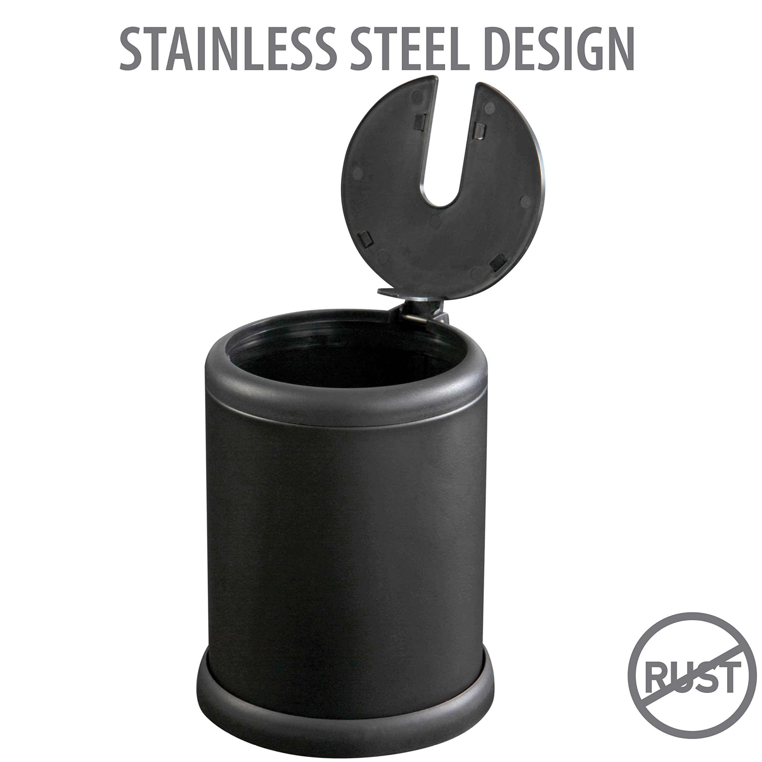 Bath Bliss Toilet Brush and Holder | Self Closing Lid | 360 Degree Brush Head | Bathroom Cleaning | Compact Size | Storage and Organization | Matte Black