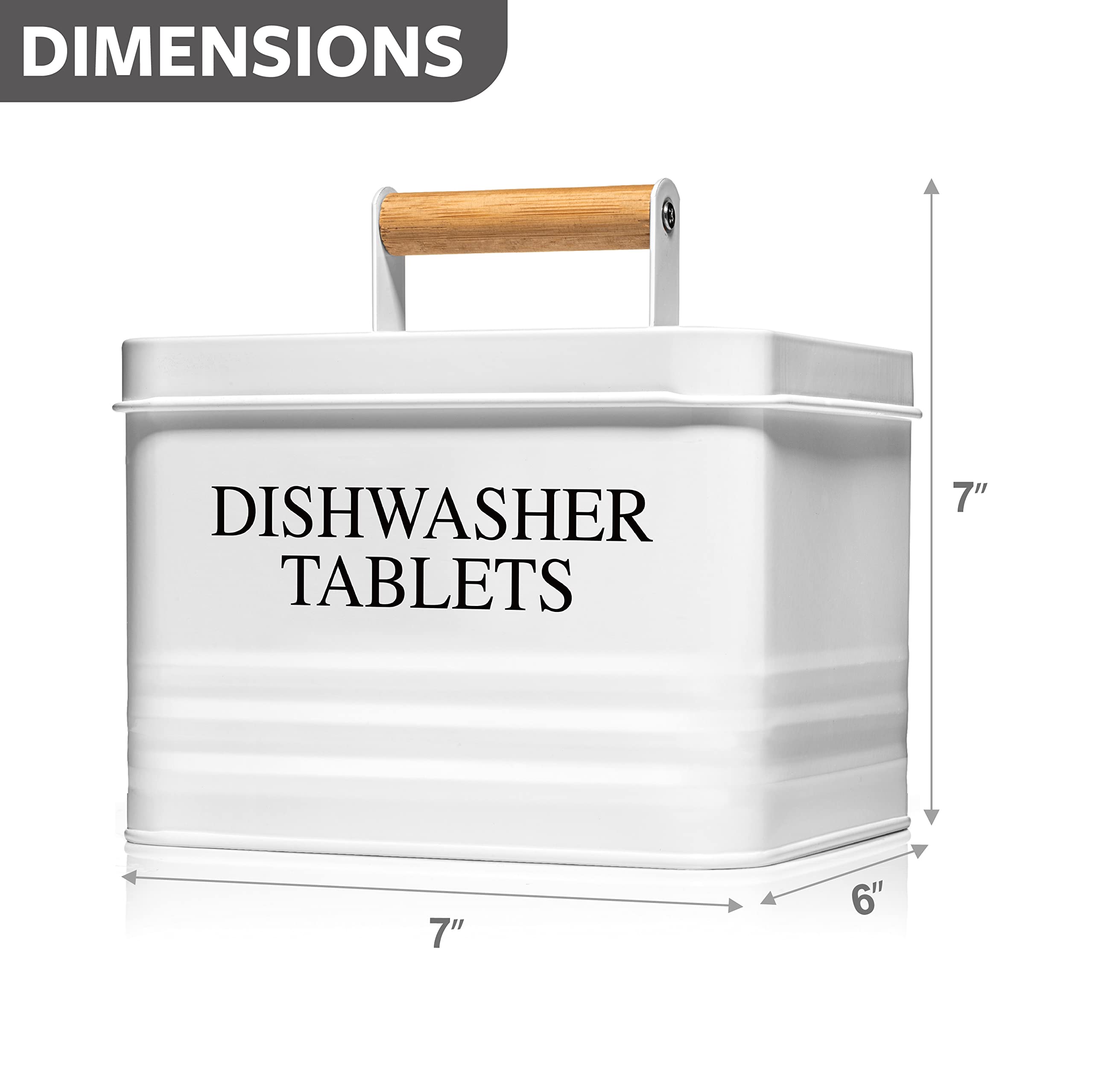 Calindiana Modern Farmhouse Metal Dishwasher Pods Container Holder With Lid For Kitchen Organization And Storage, Kitchen Essent