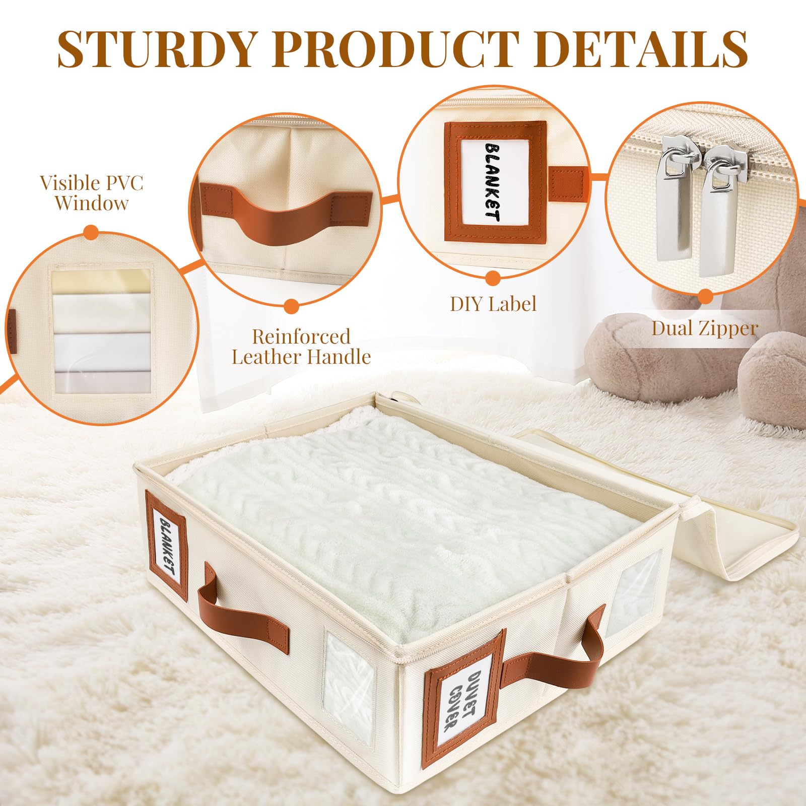 6 Pack Sheet Storage Organizer (King & Queen Size), Foldable Bed Sheets Set Organizers and Storage Organizers with Window, Foldi