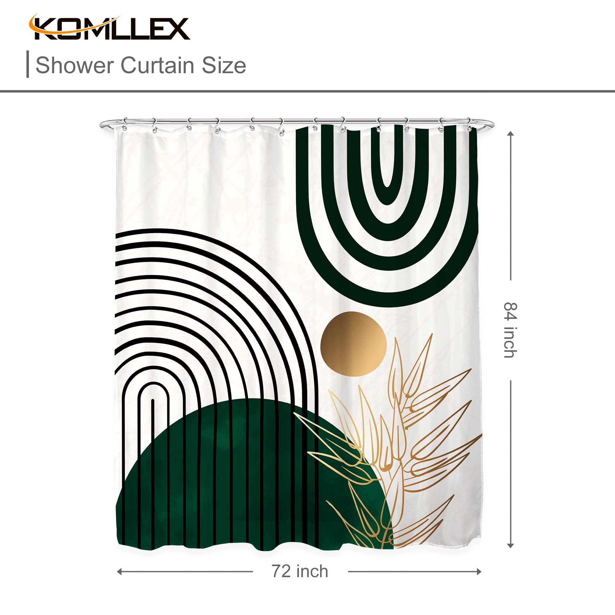 Komllex Chic Abstract Shower Curtain For Bathroom Decor Boho Leaves Tropical Mid Century Simple Minimalist Fancy Modern Fabric W