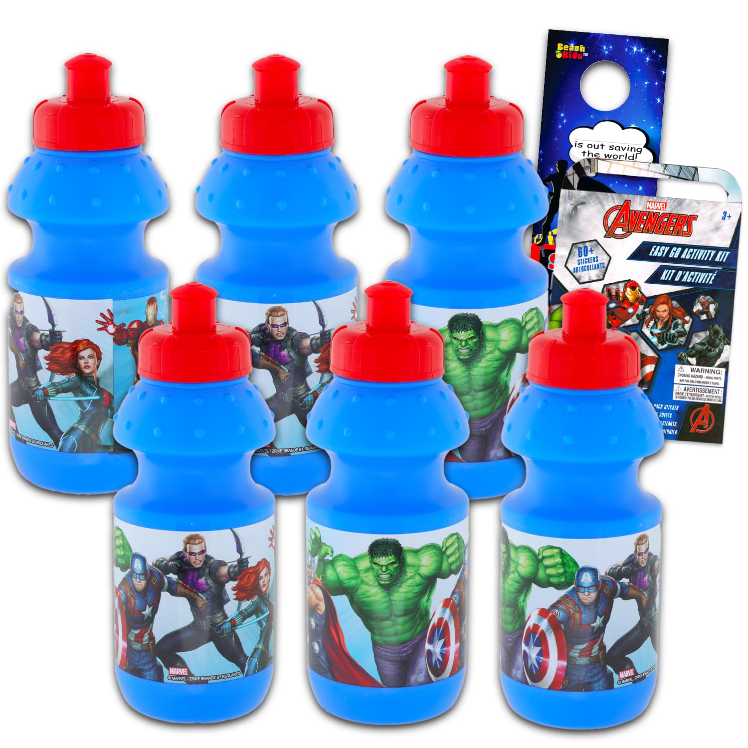 Avengers Water Bottles for Kids Party Favors School  6 Pack Bundle