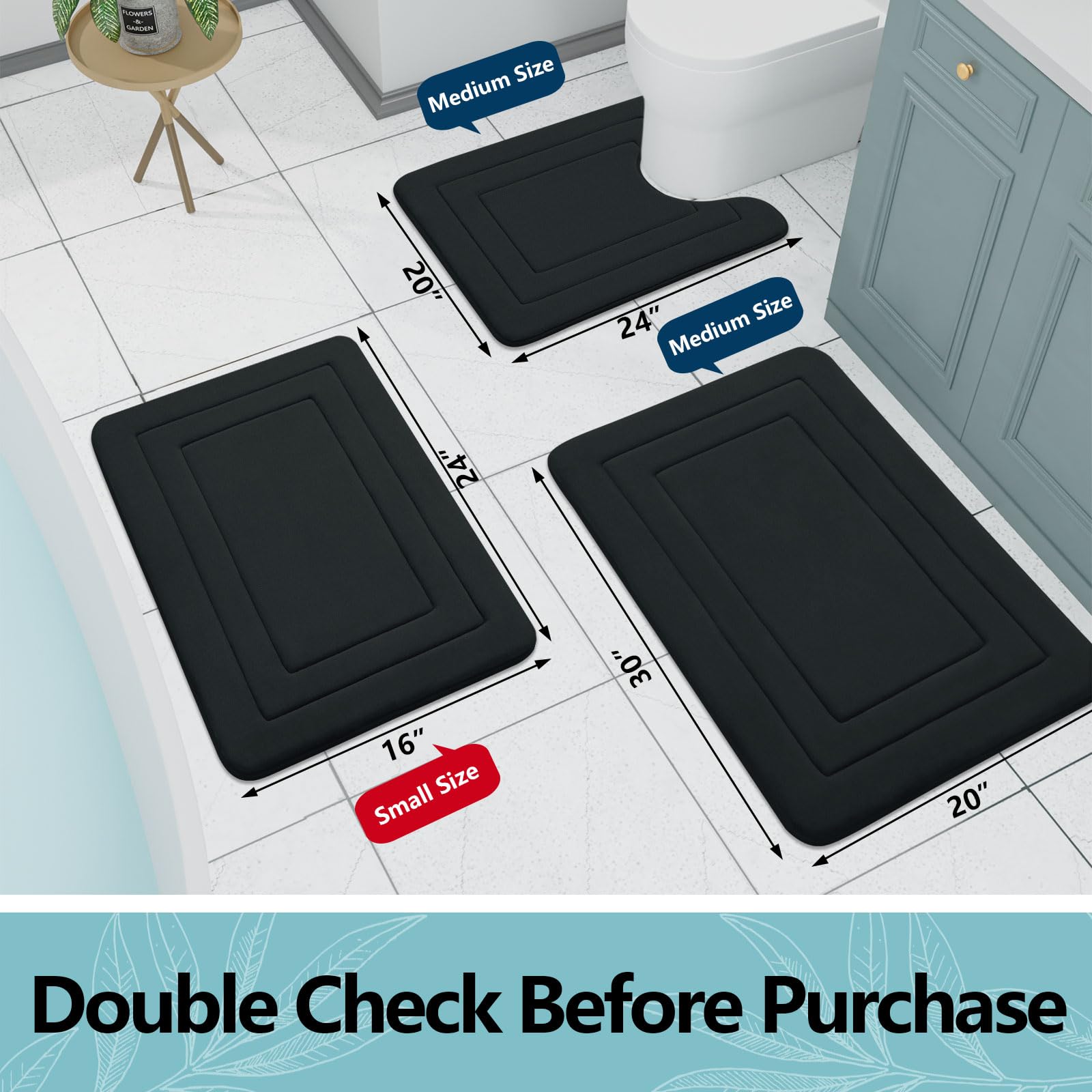 Arotive Memory Foam Bathroom Rug Mat 44X24, Ultra Soft And Absorbent Bath Mat, Machine Wash Dry, Comfortable Bath Rug Carpet For