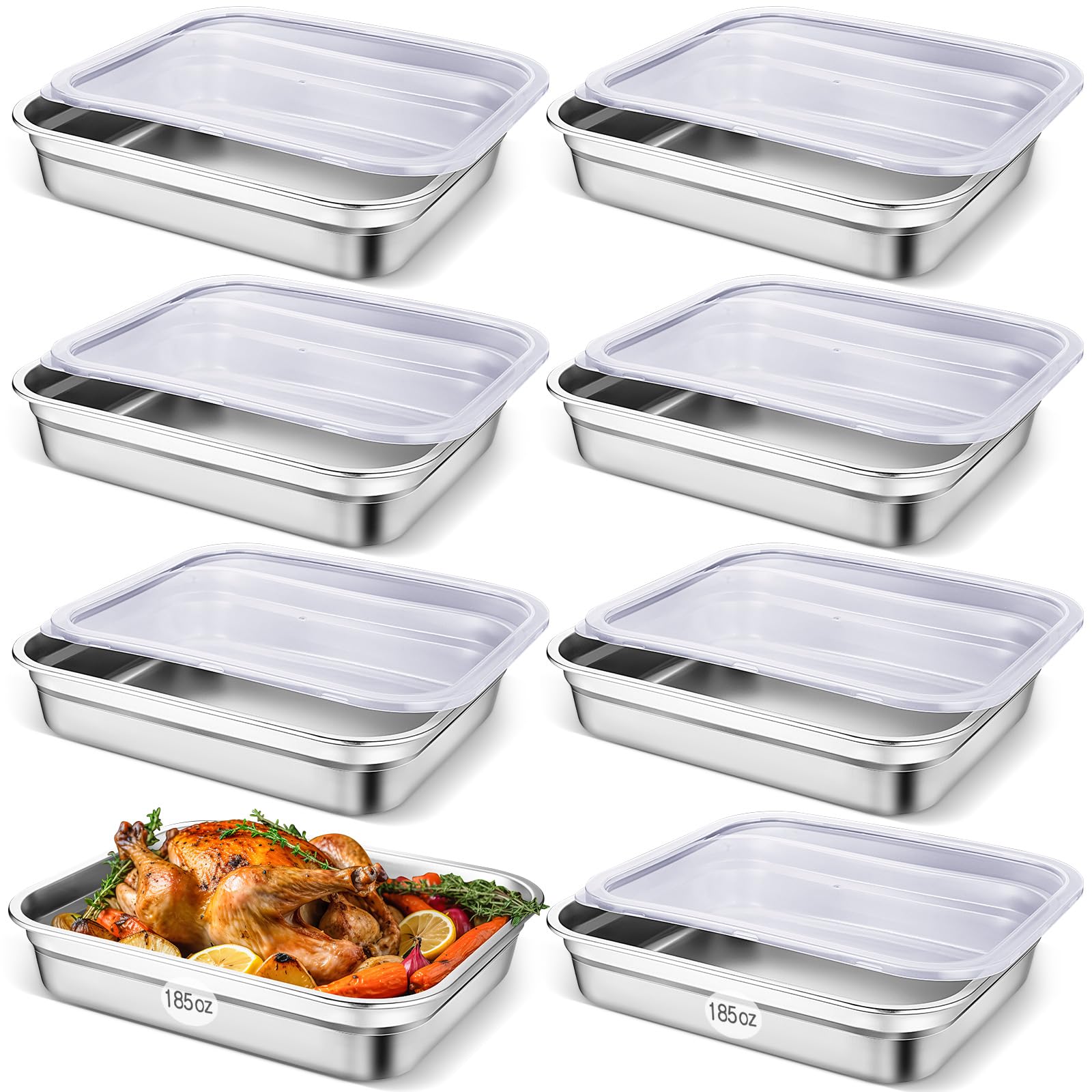 Suttmin 8 Pcs Stainless Steel Food Storage Containers, 2.6 Inch Deep