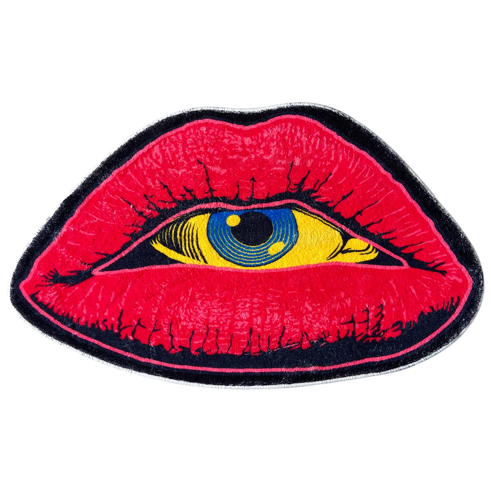 Vbfgrt Interesting Red Lip Devil Eye Shape Plush Rugs Lovely Bedroom Comfortable Home Decoration Door Mat Cartoon Bathroom Absor