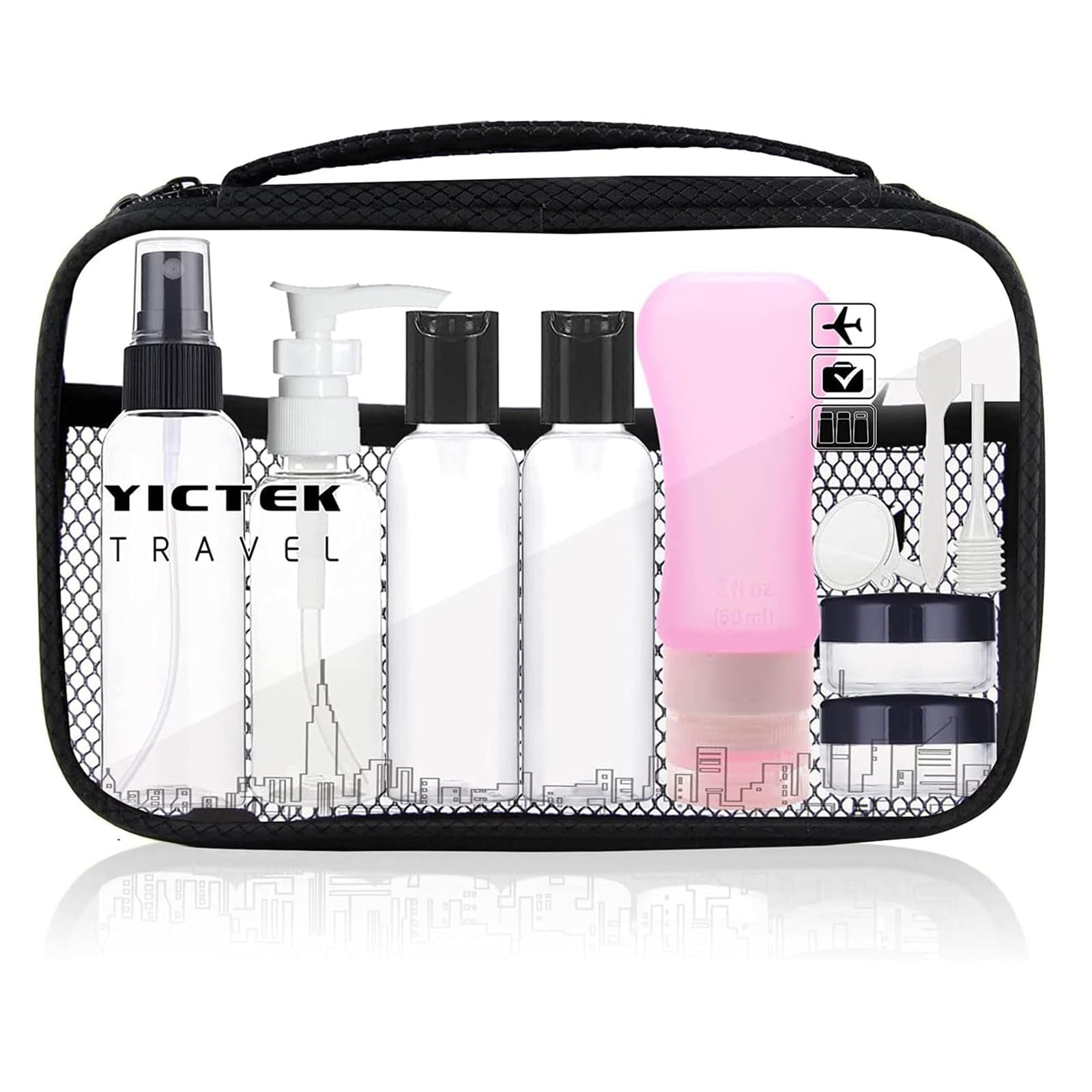 Yictek Empty Travel Bottles Containers Set For Toiletries, Tsa Approved Travel Size Toiletries Bottles Kit For Liquids Shampoo C