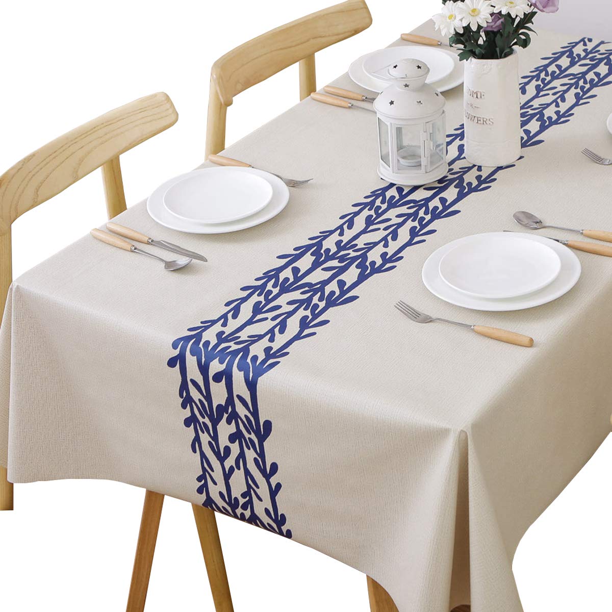 Trudelve Heavy Duty Vinyl Table Cloth For Kitchen Dining Table Wipeable Pvc Tablecloth For Rectangle Table(54''X108'',Branch)