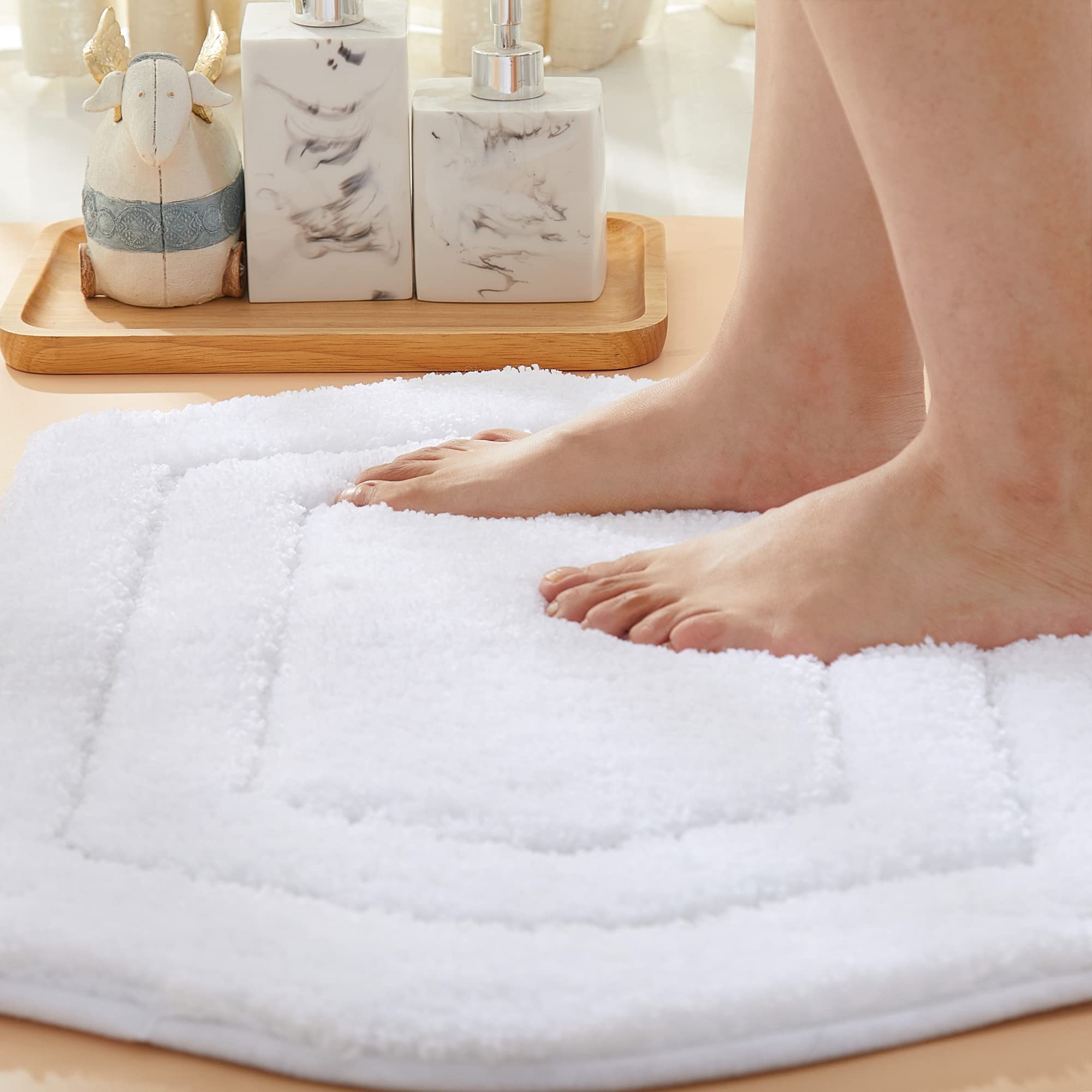 Cosy Homeer Extra Thick Bath Rugs For Bathroom - Anti-Slip Bath Linen Set Mats Soft Plush Yarn Shaggy 100% Strong Polyester Livi