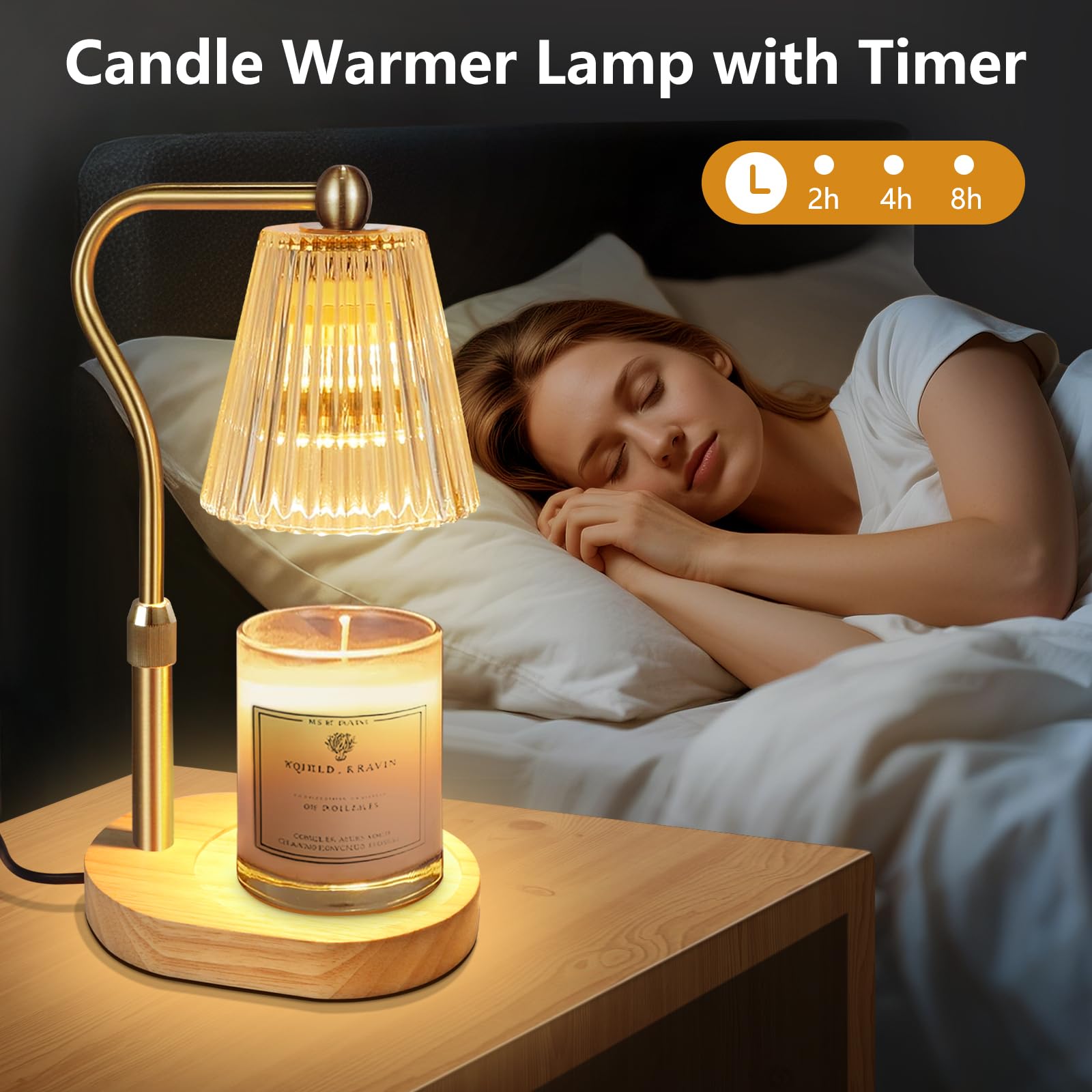 Engpure Candle Warmer Lamp with Timer and Dimmer Adjustable Height for Women Birthday Gift, Home Room Decor, Wax Melt Warmer for