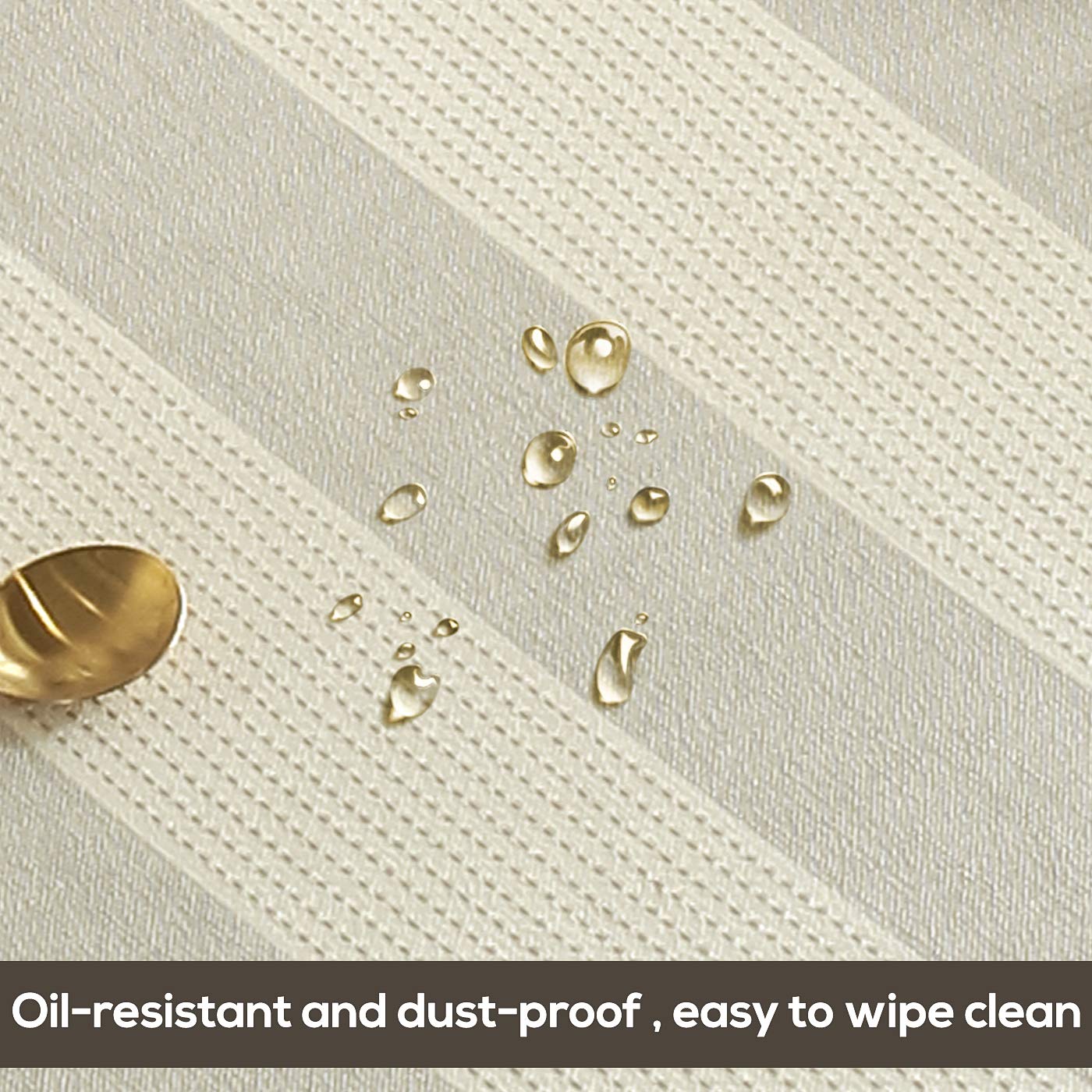 AmHoo Stitching Tassel Tablecloth Striped Table Cloth Rectangle Cotton Linen Dust-Proof Table Cover for Kitchen Dinning 54 x 86 Inch Beige