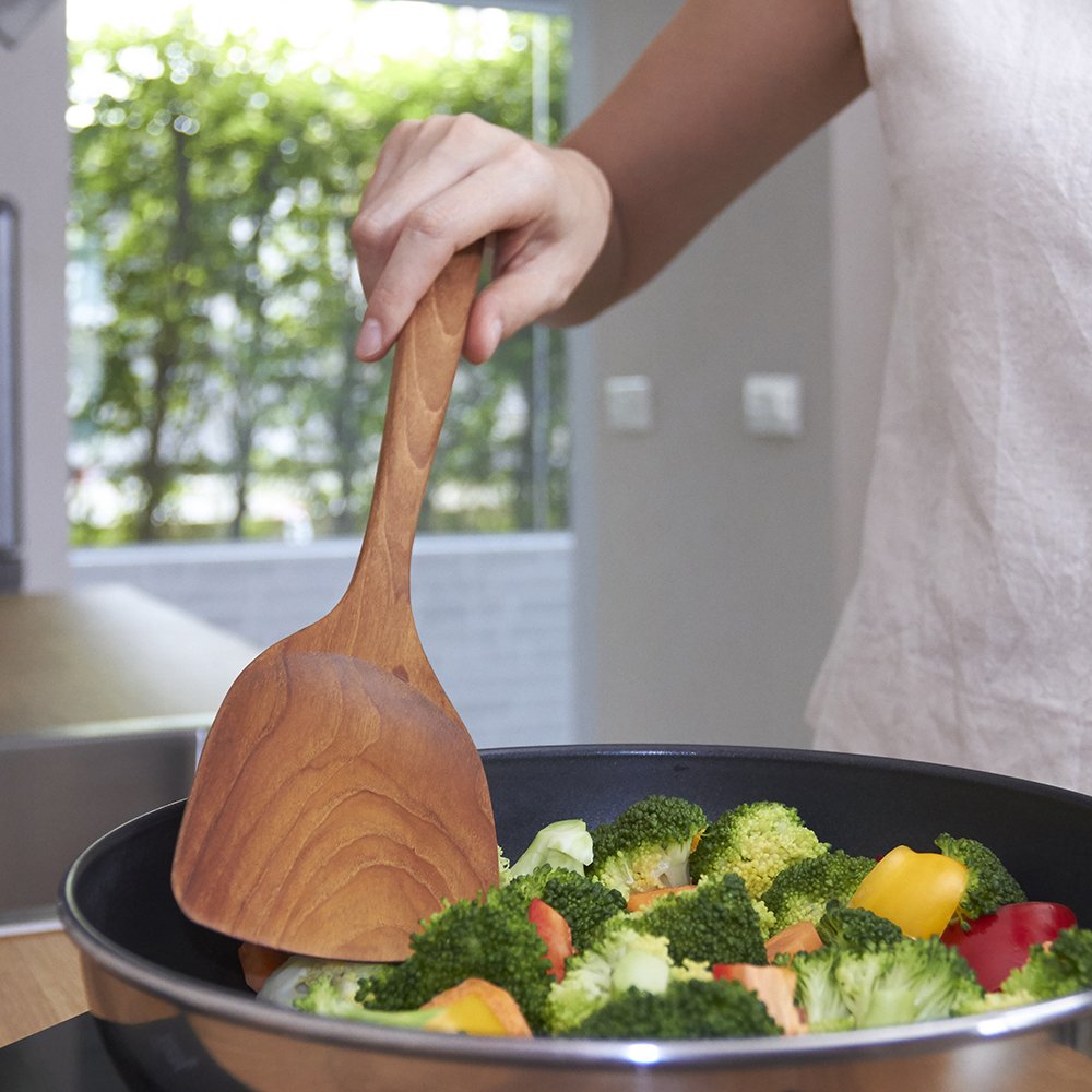 Faay 3-In-1 Wooden Spatulas, Kitchen Utensils, Cooking Utensil, 100% Healthy Utensils From High Moist Resistance Teak, Eco-Frien