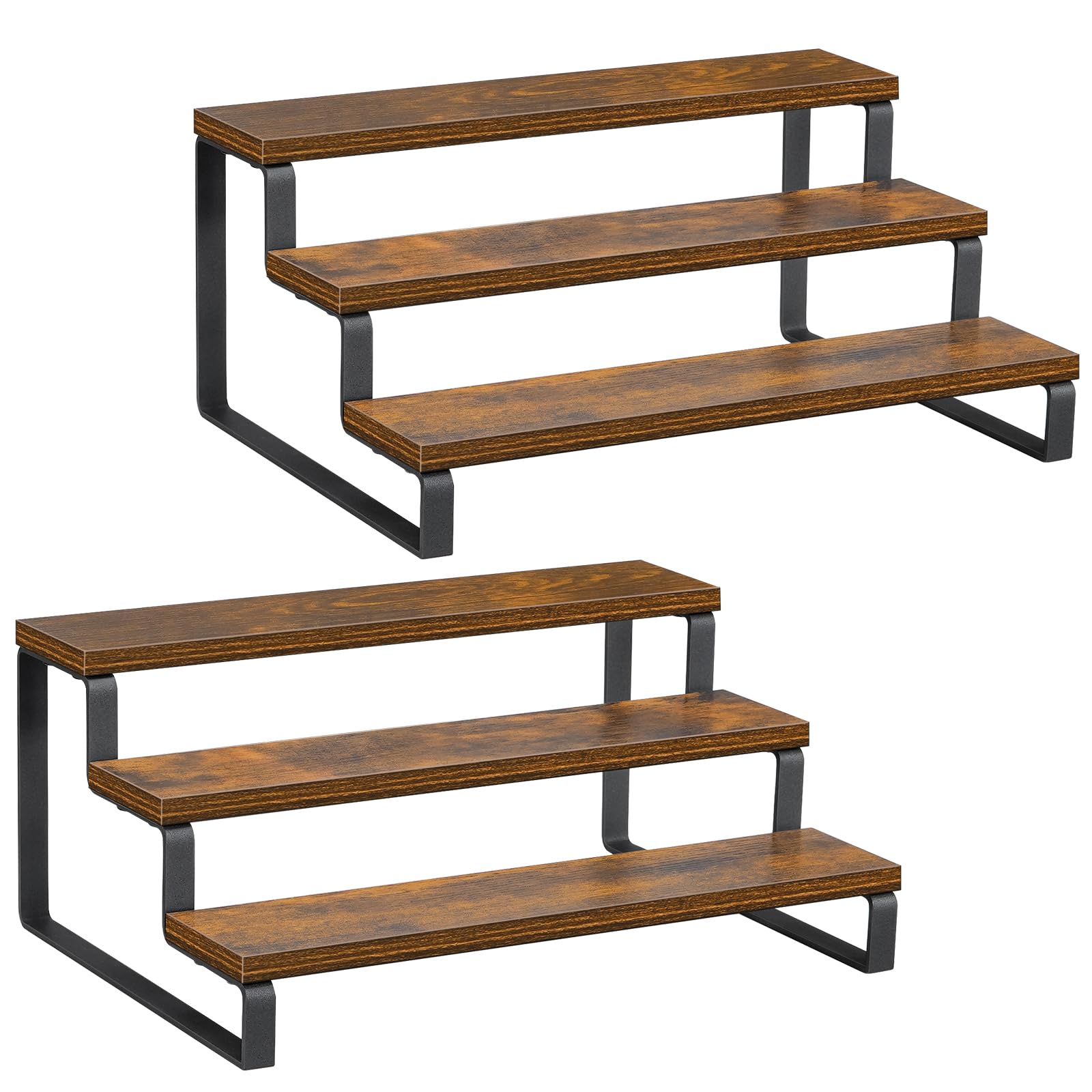 Giikin 3-Tier Spice Rack, 13.8 Inch Wood Countertop Spice Storage Holder, Kitchen Pantry Cabinet Organizer Cupboard for Spice Bo