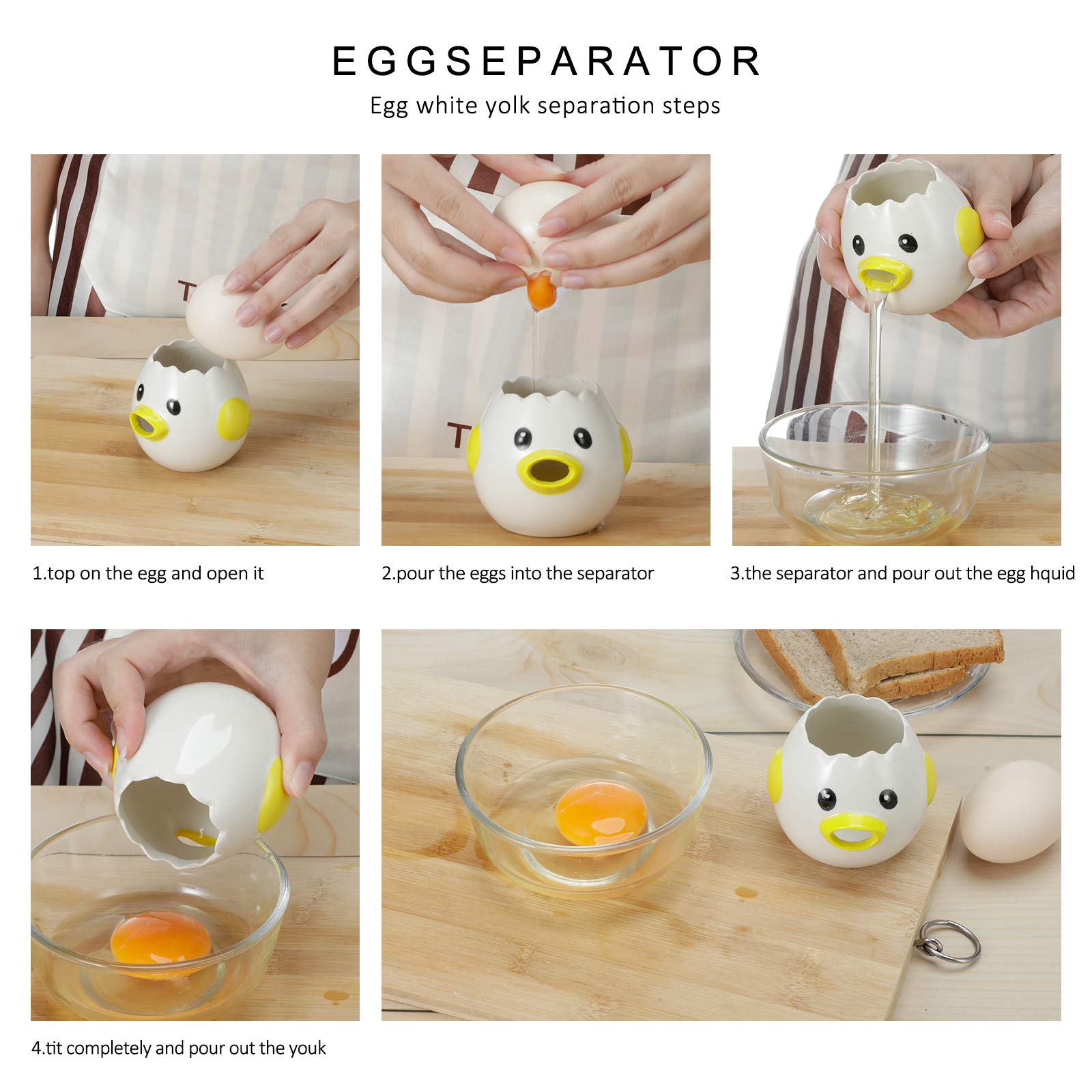 Cartoon Egg Separator Mini Egg White And Yolk Separator Practical And Simple Ceramic Egg Separator Suitable For Kitchen Baking S