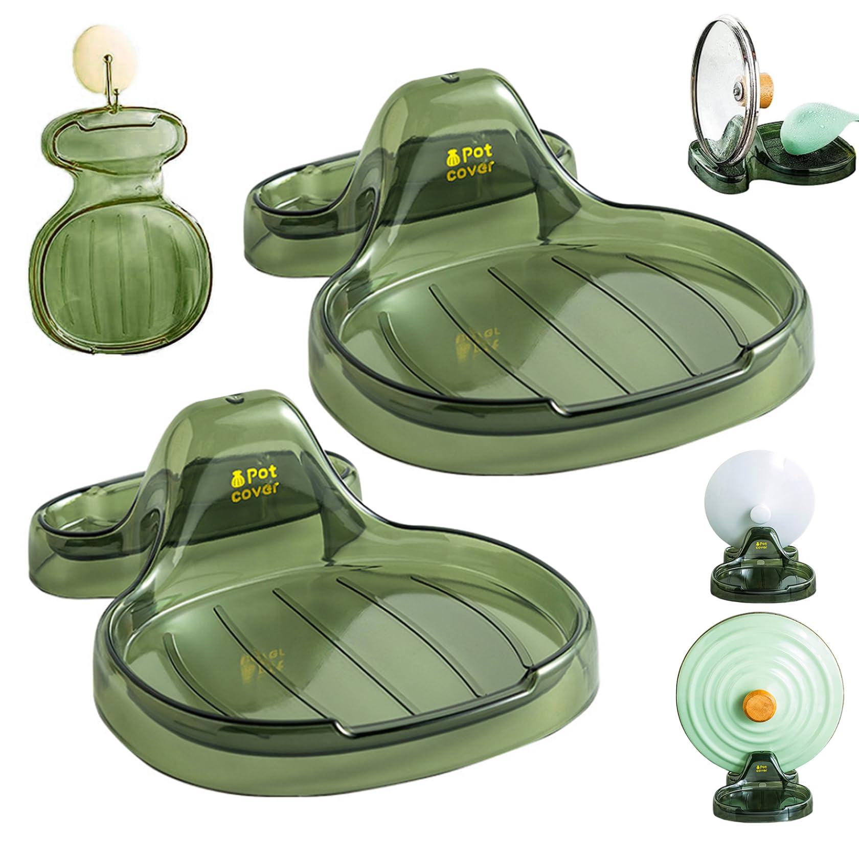 Spoon Rests, Pot Lid Holder 2PCS Multifunction Kitchen Spatula Rack with Lid Holder for Stove Top Ladle Holder to Prevent Water 