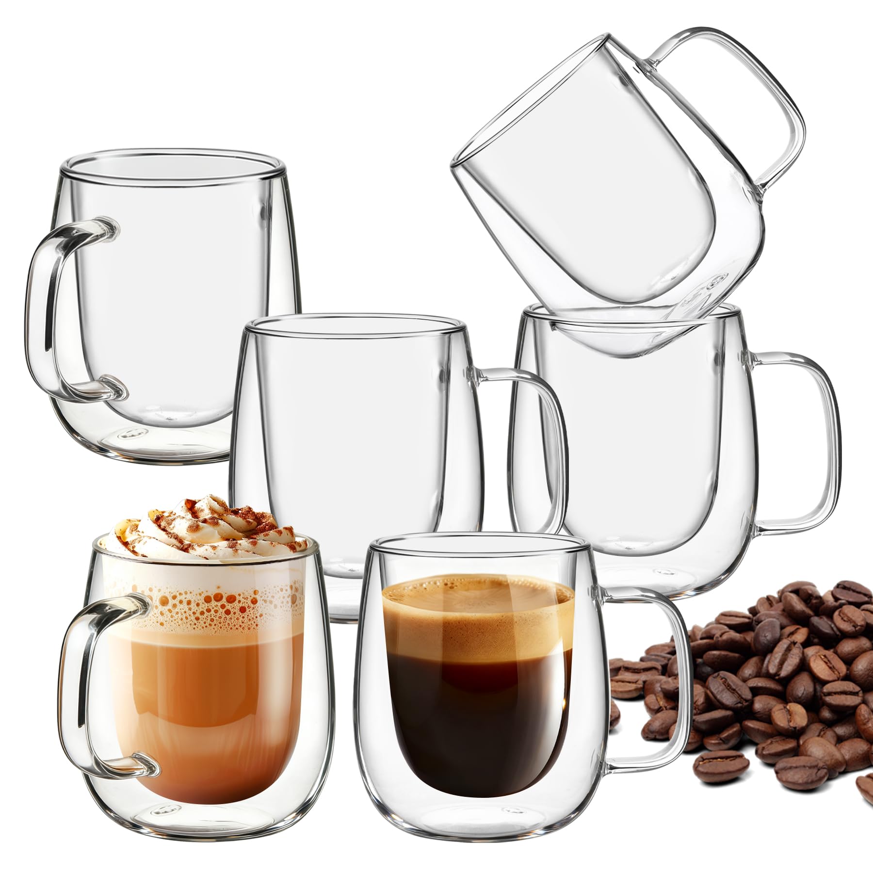 Yopinmall 12 OZ Glass Coffee Mug Pack of 6