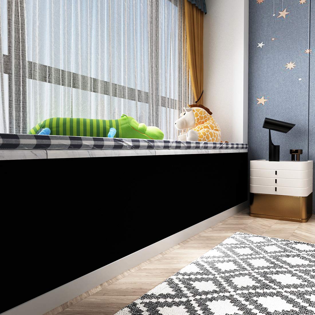 Lacheery Black Wallpaper Peel And Stick Black Contact Paper For Cabinets Matte Solid Color Peel And Stick Wallpaper For Bedroom