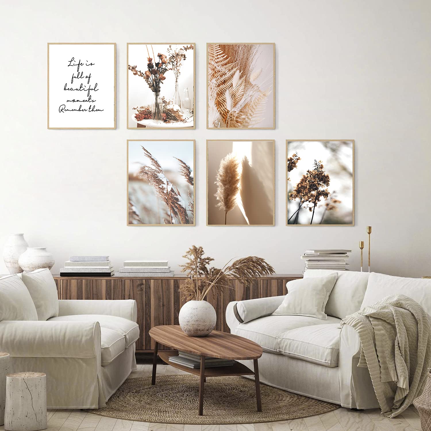 Hoozgee Botanical Wall Art Prints Set Of 6 Canvas Art Wall Decor Print Nature Pictures Reed Dried Flower Plant Wall Poster Print