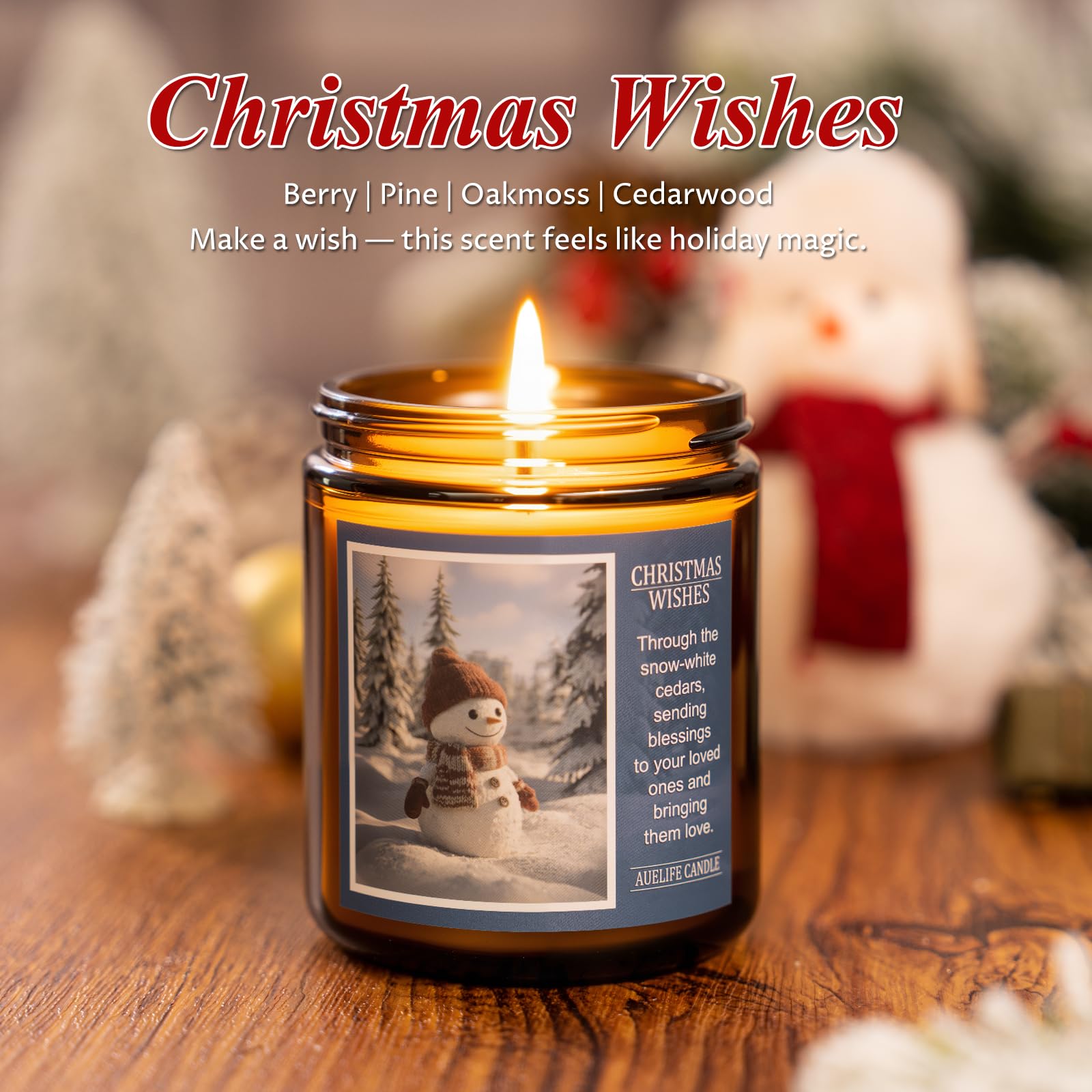 Christmas Candles | Christmas Wishes Scented Candle, Holiday Soy Wax Candles for Home Scented,Aromatherapy Gifts for Women and M