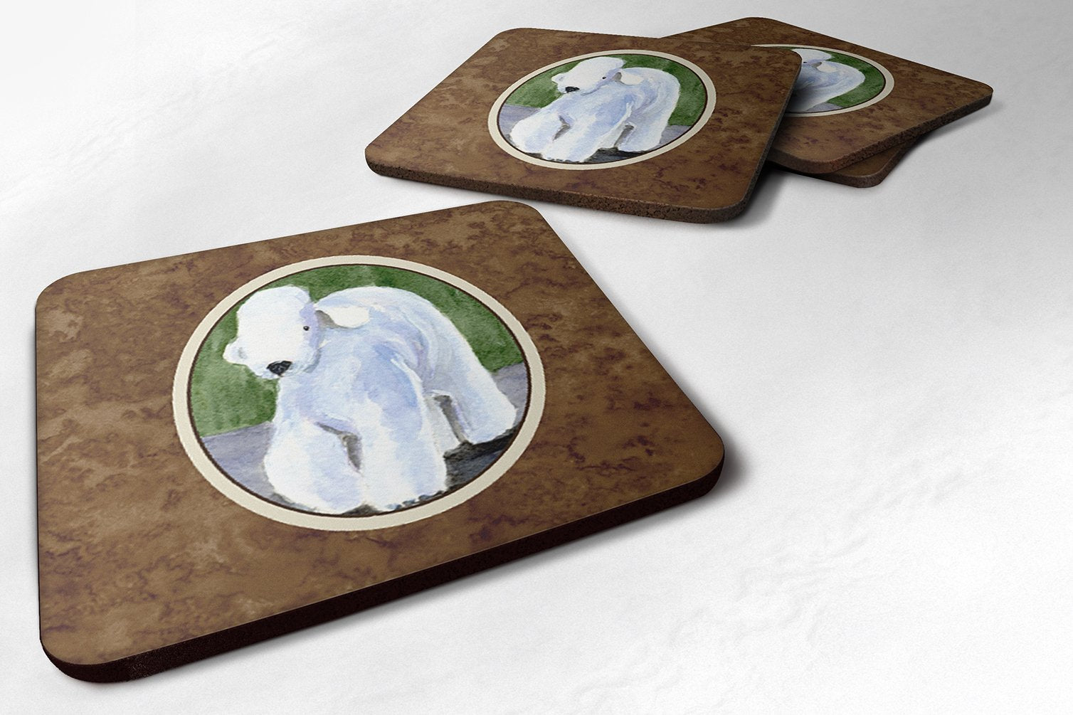Carolines Treasures Bedlington Terrier Foam Coasters (Set of 4), 3.5 H x 3.5 W, Multicolor