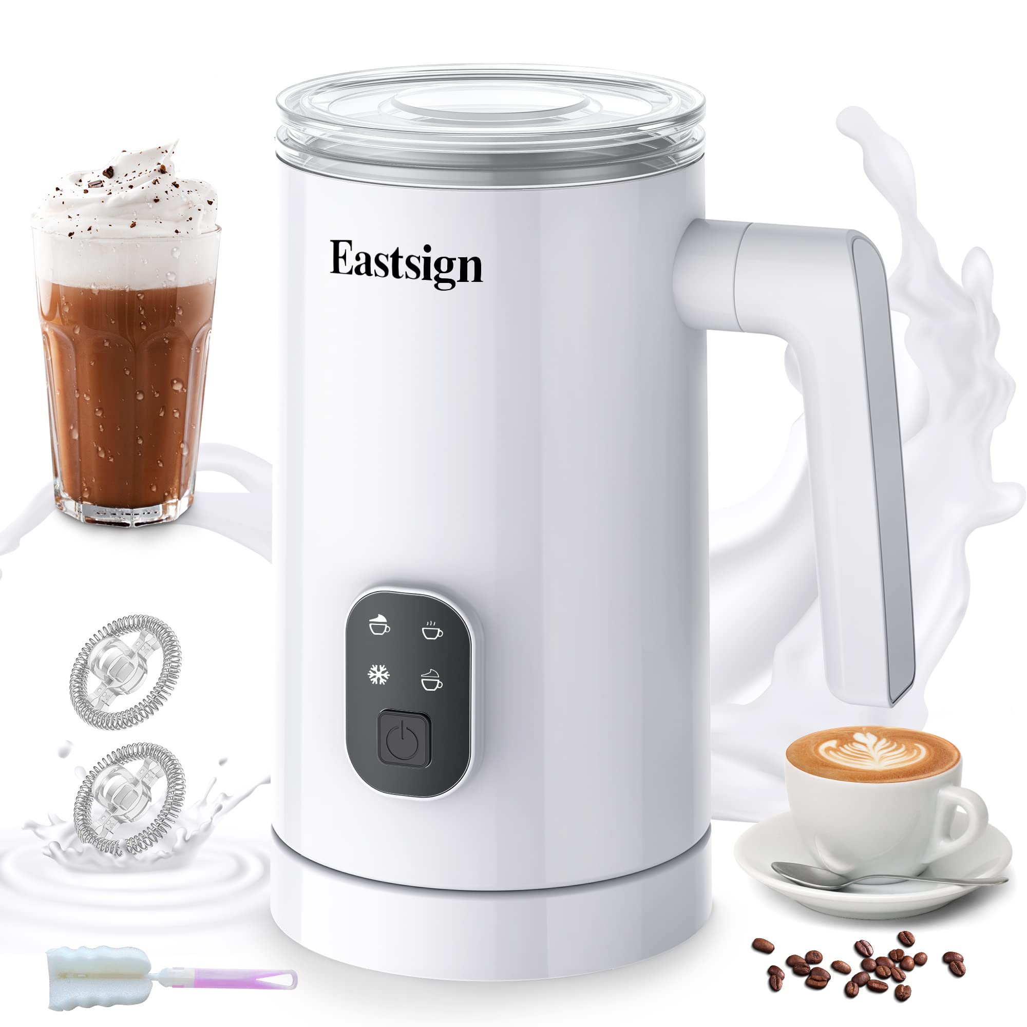 Eastsign Milk Frother, Milk Steamer for Coffee, 4 in 1 Electric Milk Frother and Steamer, Warm and Cold Foam Maker, Hot Chocolat