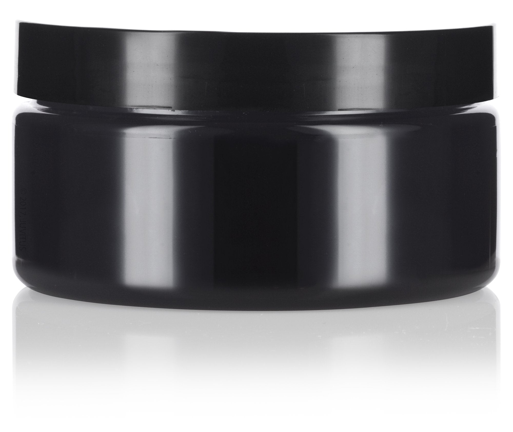 8 Oz Black Pet Plastic Refillable Low Profile Jar With Black Lid (6 Pack)