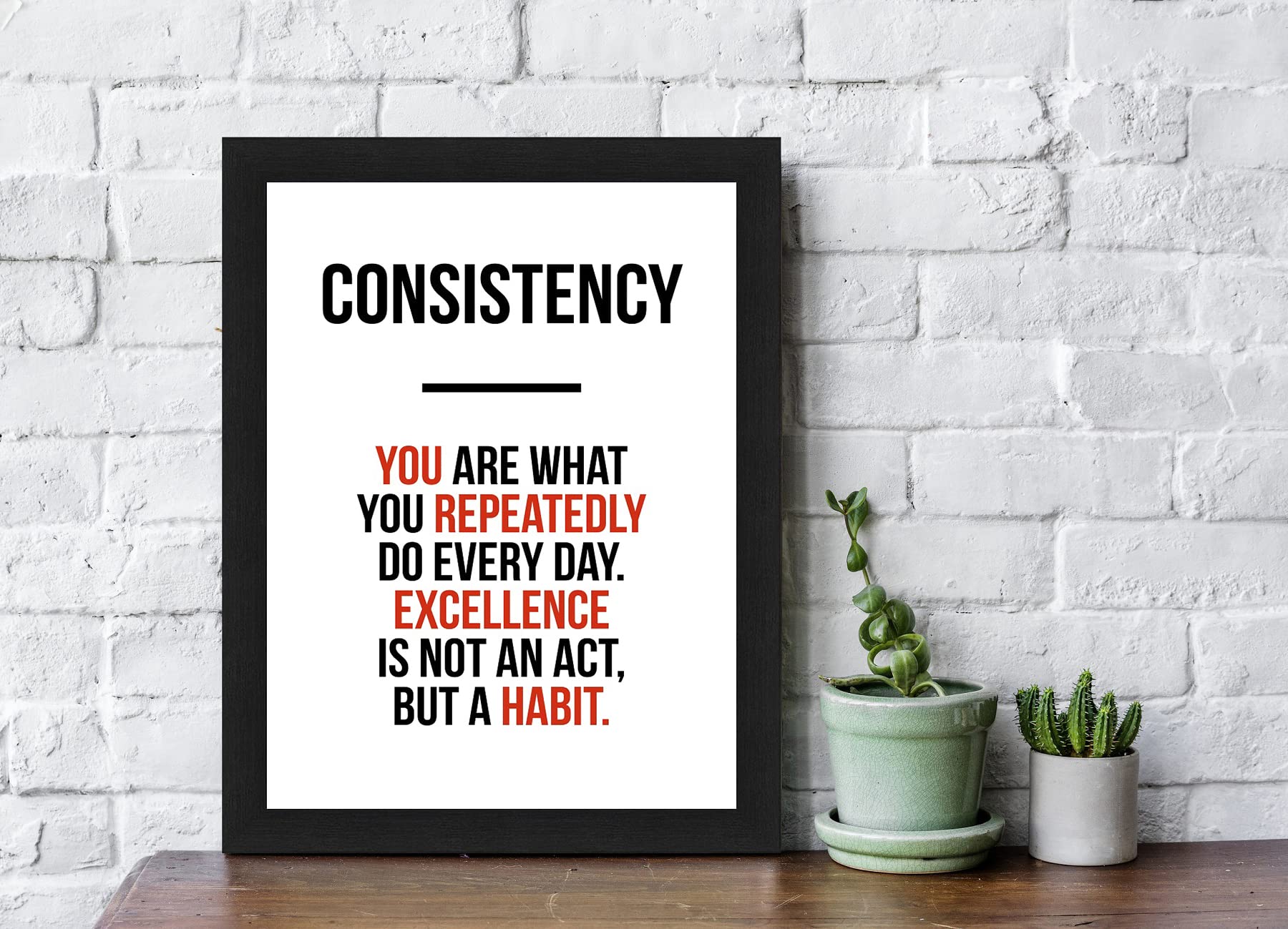Interio Crafts Consistency Motivational Framed Poster, Inspirational Quotes For Home, Office Decor, Synthetic Wood, Black Frame