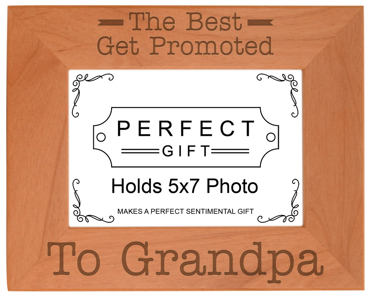 ThisWear Gift for Grandpa Best Get Promoted to Grandpa Natural Wood Engraved 5x7 Landscape Picture Frame Wood