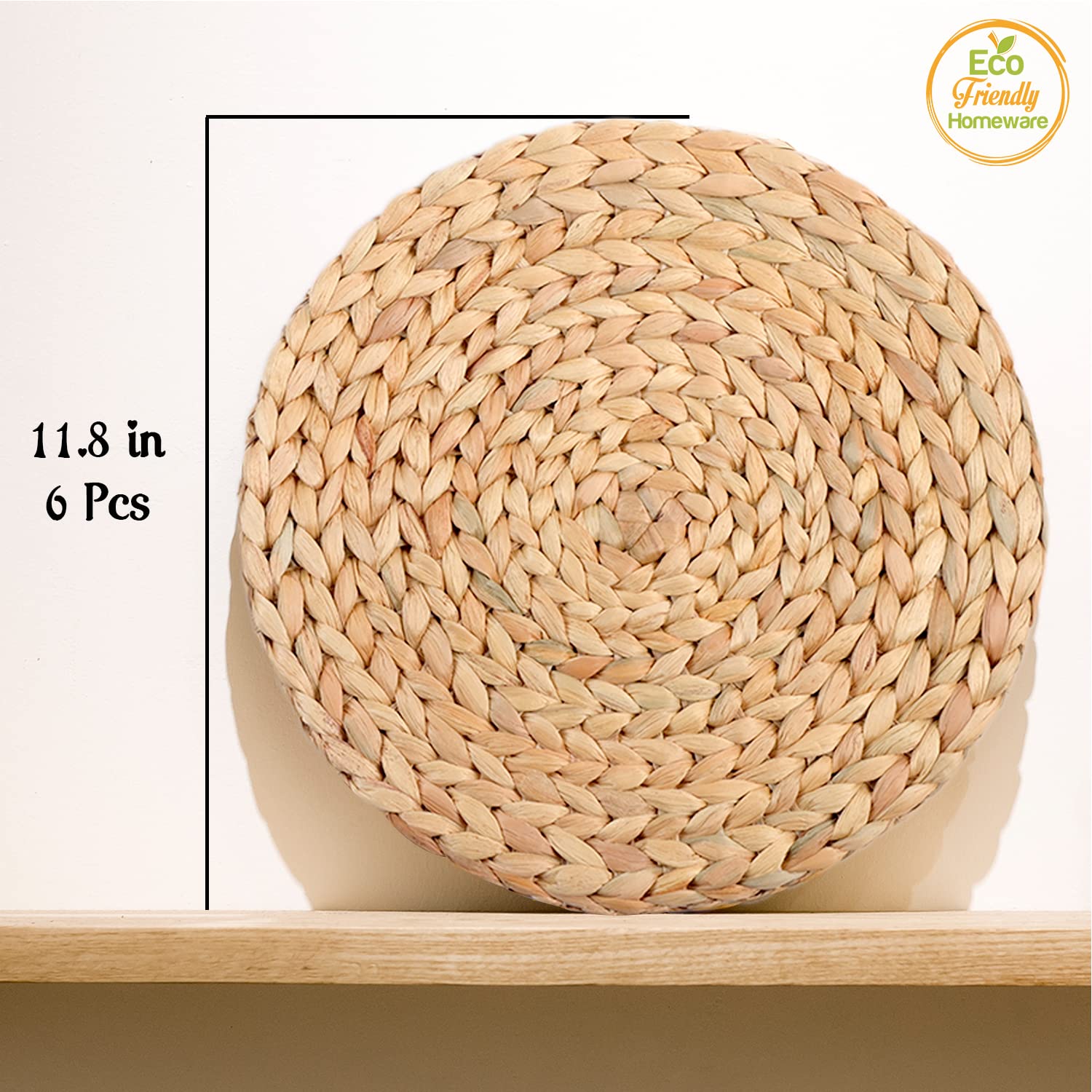 Boho Placemats For Dining Table Set Of 6, Water Hyacinth Placemats For Round Table, Round Placemats For Round Tables, Woven Plac