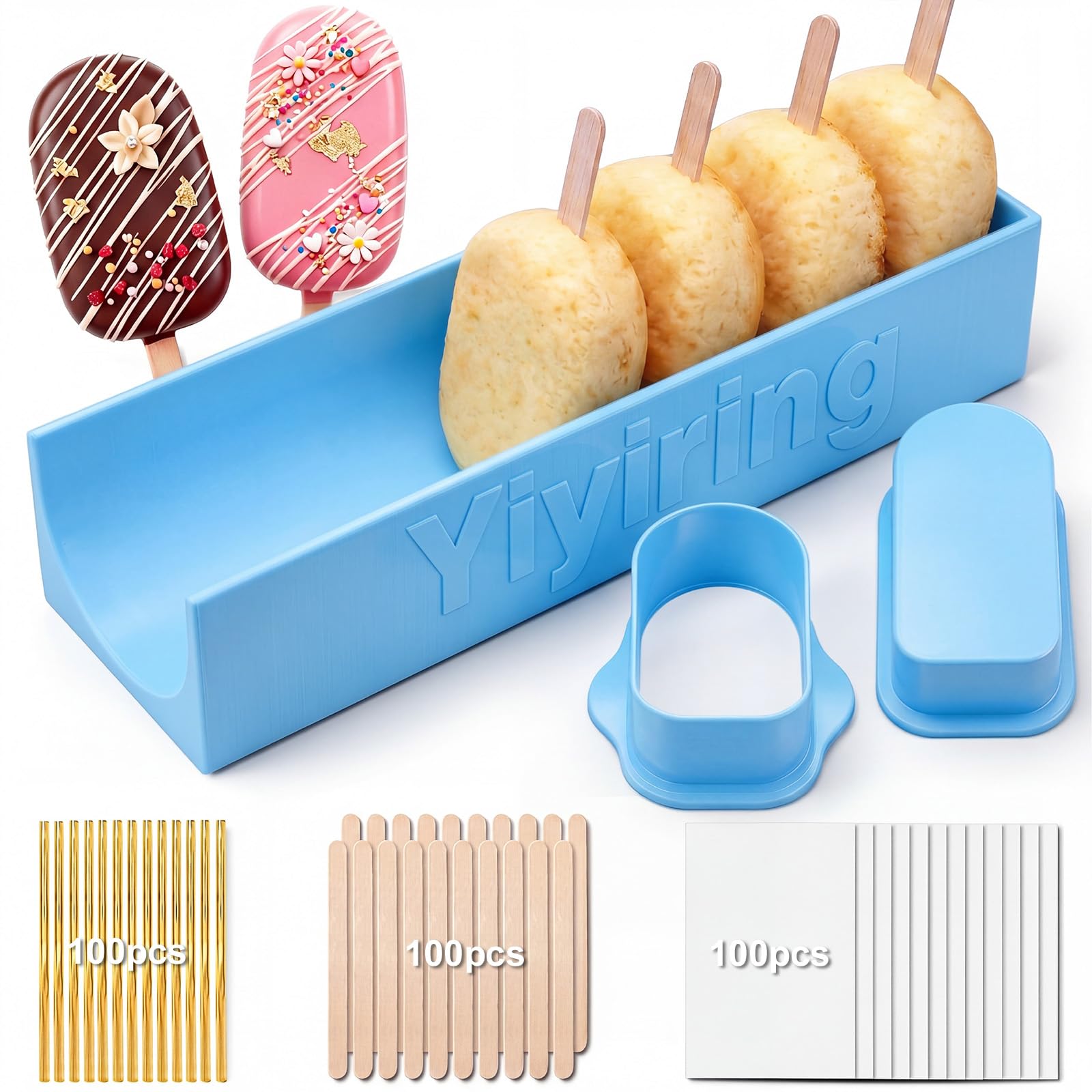 Yiyiring 3.6in Cakesicle Cutter with 9in Tray, Blue Cakesicle Mold Set