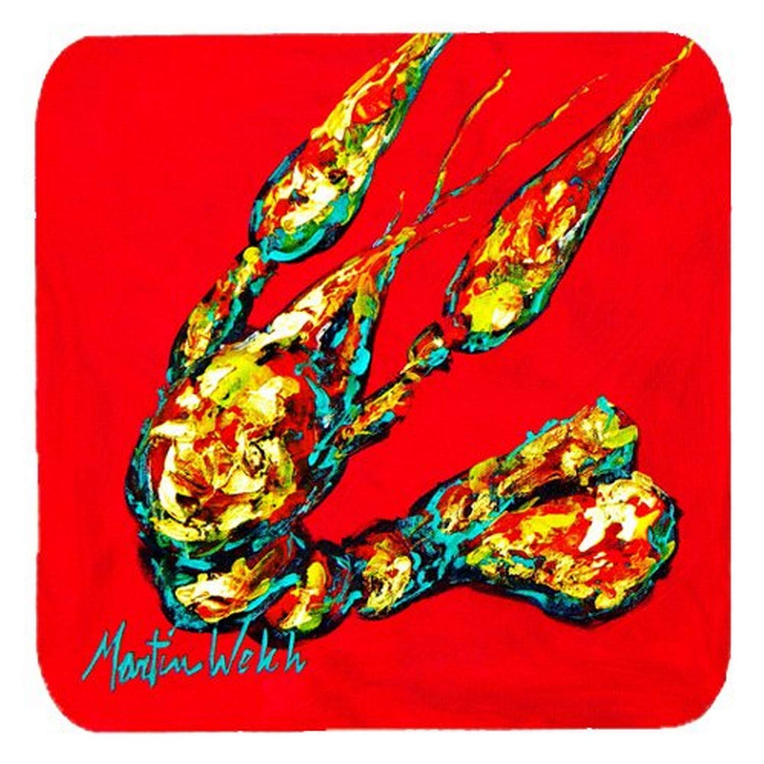Carolines Treasures Crawfish Knuckles Foam Coasters (Set of 4), 3.5 H x 3.5 W, Multicolor