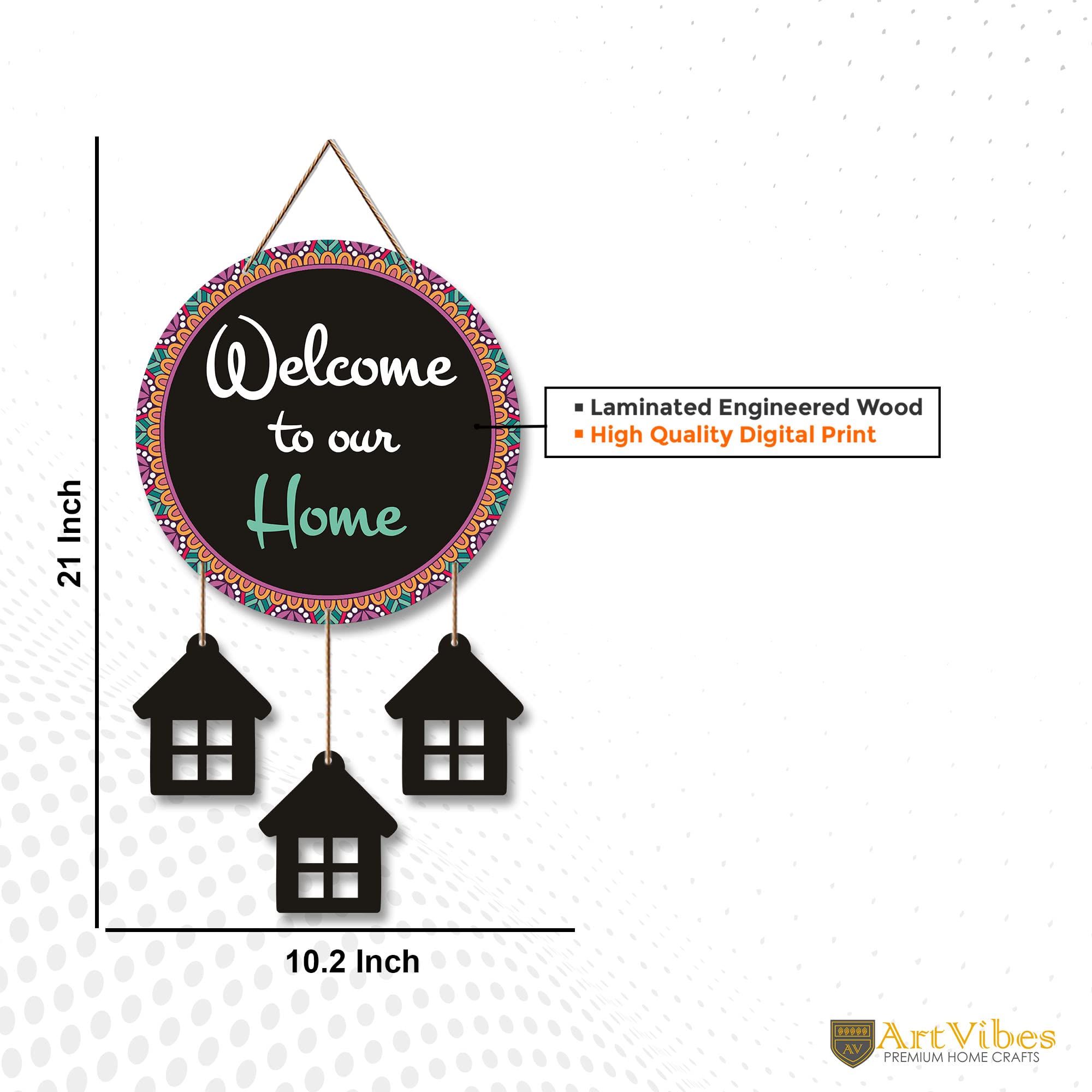 Artvibes Welcome To Our Home Quotes Wooden Wall Hanging Decorative Items for Home Decor | Living Room | Modern House Decoration