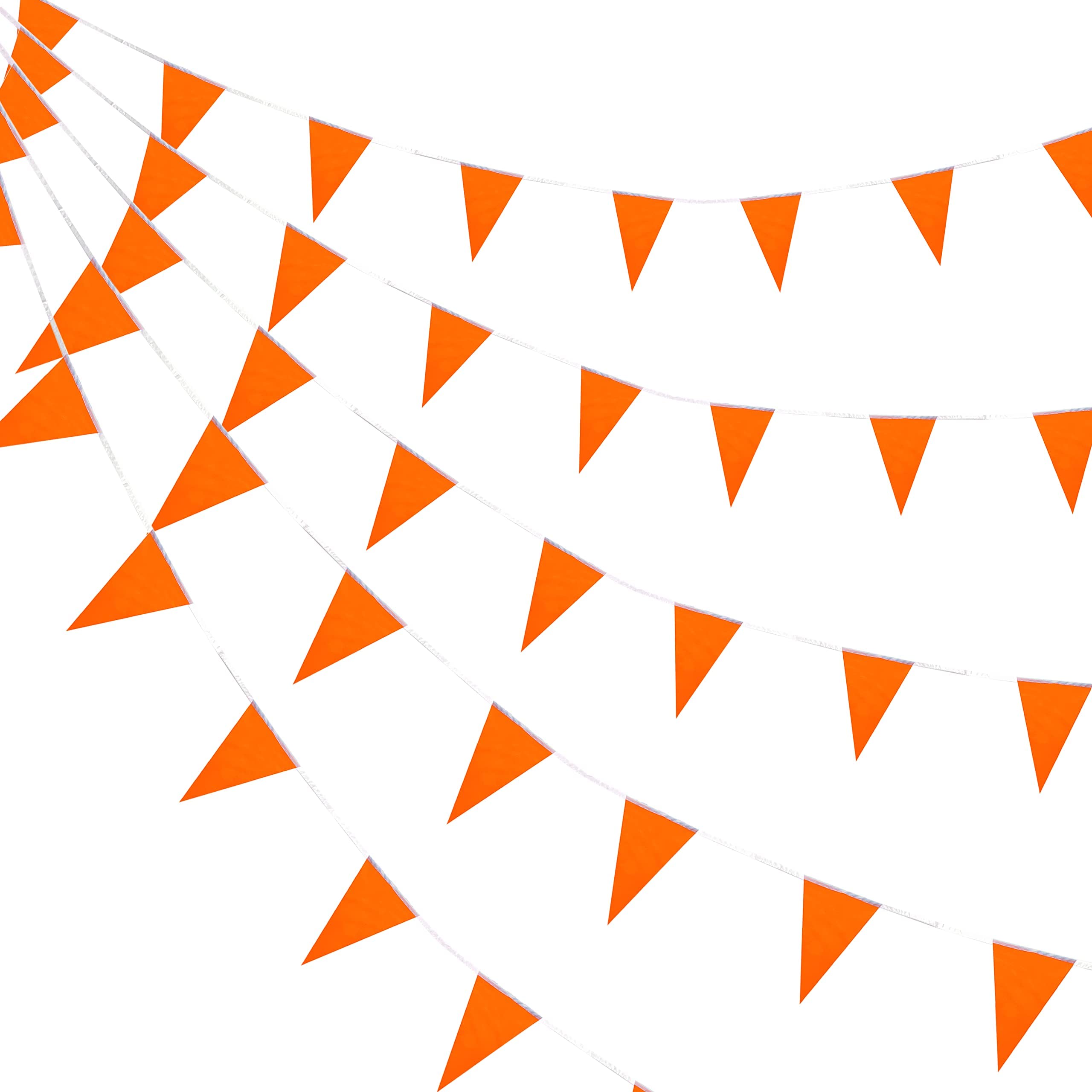 Consummate 100 Feet Orange Pennant Banners Flags String Hanging Triangle Bunting Flags For Grand Opening,Kids Birthday,Party Dec