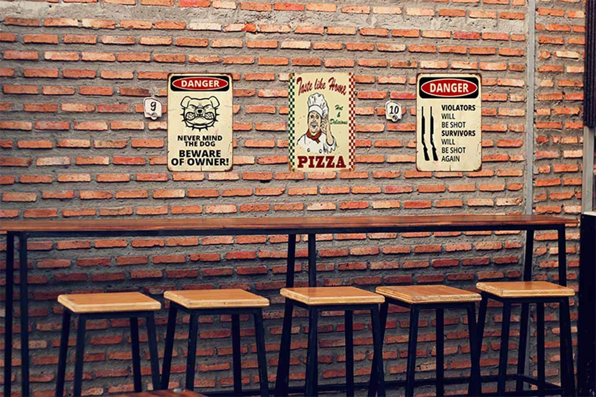 Aoyego Pizza Poster Tin Sign,Italian Chef Kissing Fingers With Taste Like Home Pizza Vintage Metal Tin Signs For Cafes Bars Pubs