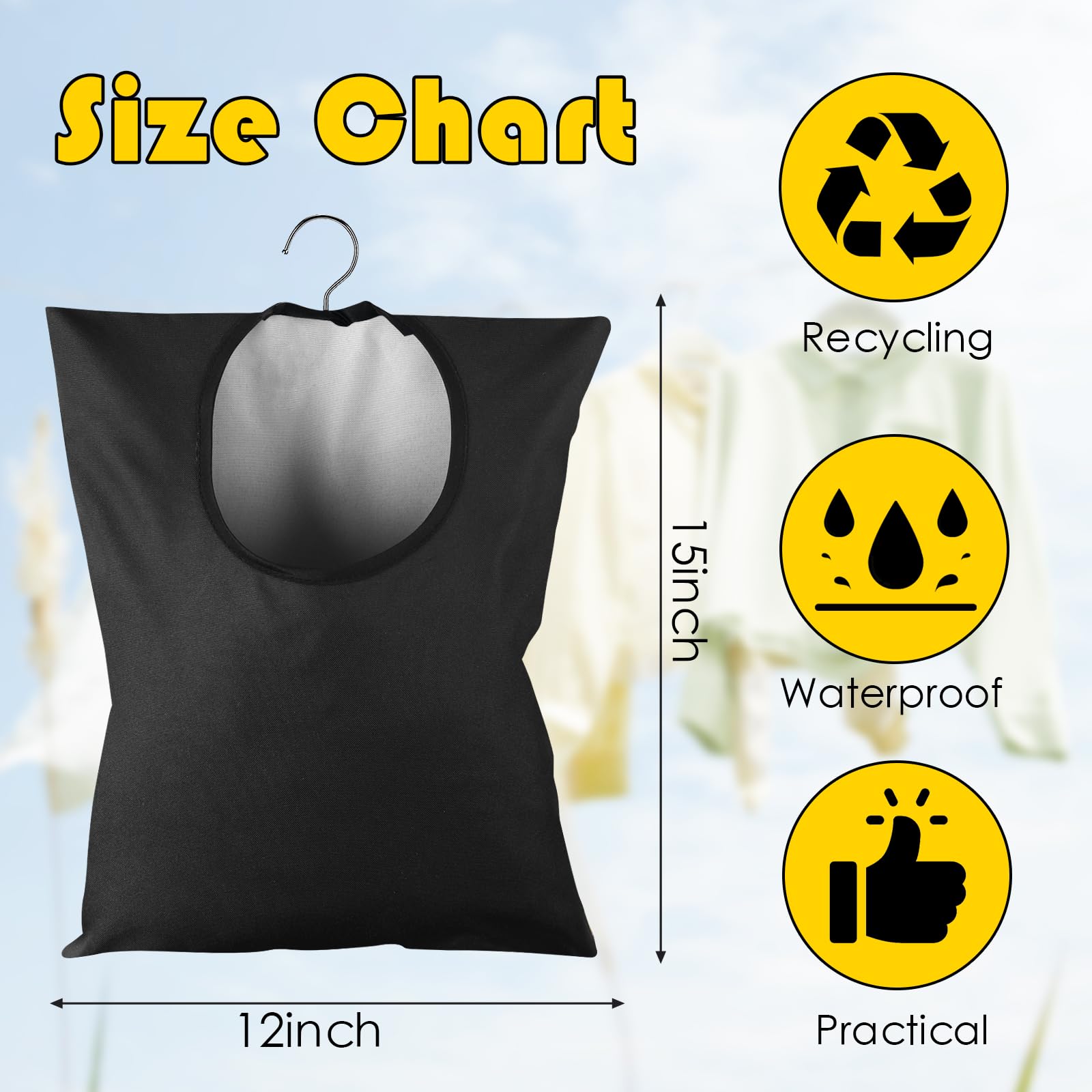 2 Pcs Clothes Pin Hanging Bag Black Clothes Pin Bag With Hanging Hook 15 X 11 Inch Black Laundry Canvas Clothes Pin Holder Water