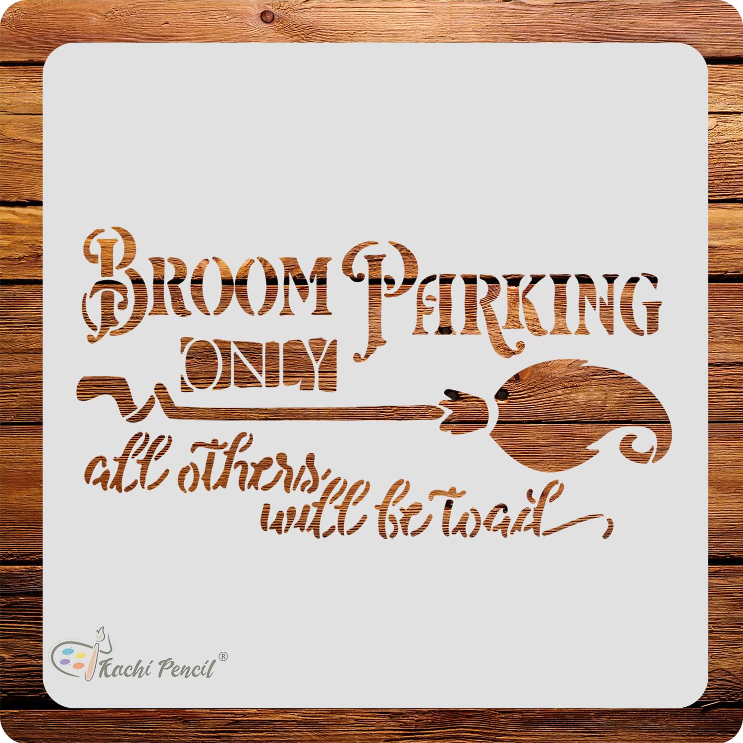 Kachi Pencil Broom Parking Crooked Broom Stencil For Craft Painting, Scrapbooking |, Size 6X6 Inch Reusable Stencils For Paintin