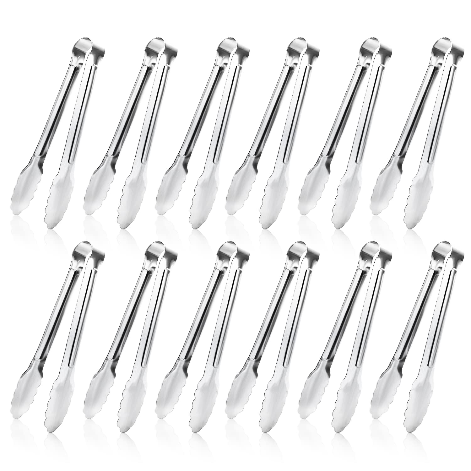 12 Pack Small Serving Tongs,Xevom Stainless Steel Sugar Tongs Mini Appetizers Tongs Mental Kitchen Tongs For Serving Food (5Inch