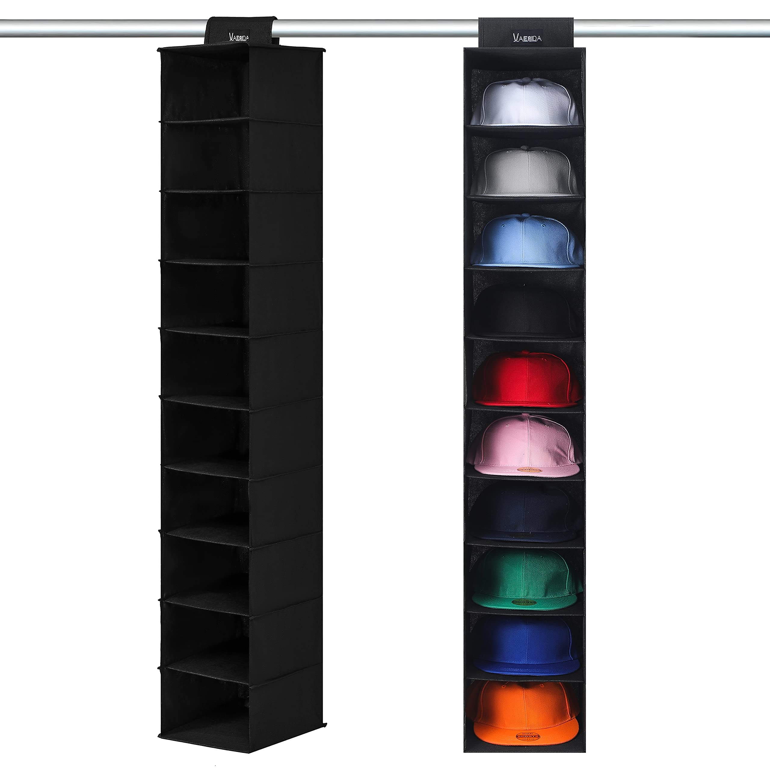 Vaesida Hat Rack For Closet, 10 Shelf Hanging Hat Organizer For Baseball Caps Storage, Hat Holder Organizer For Hat Display, Bes