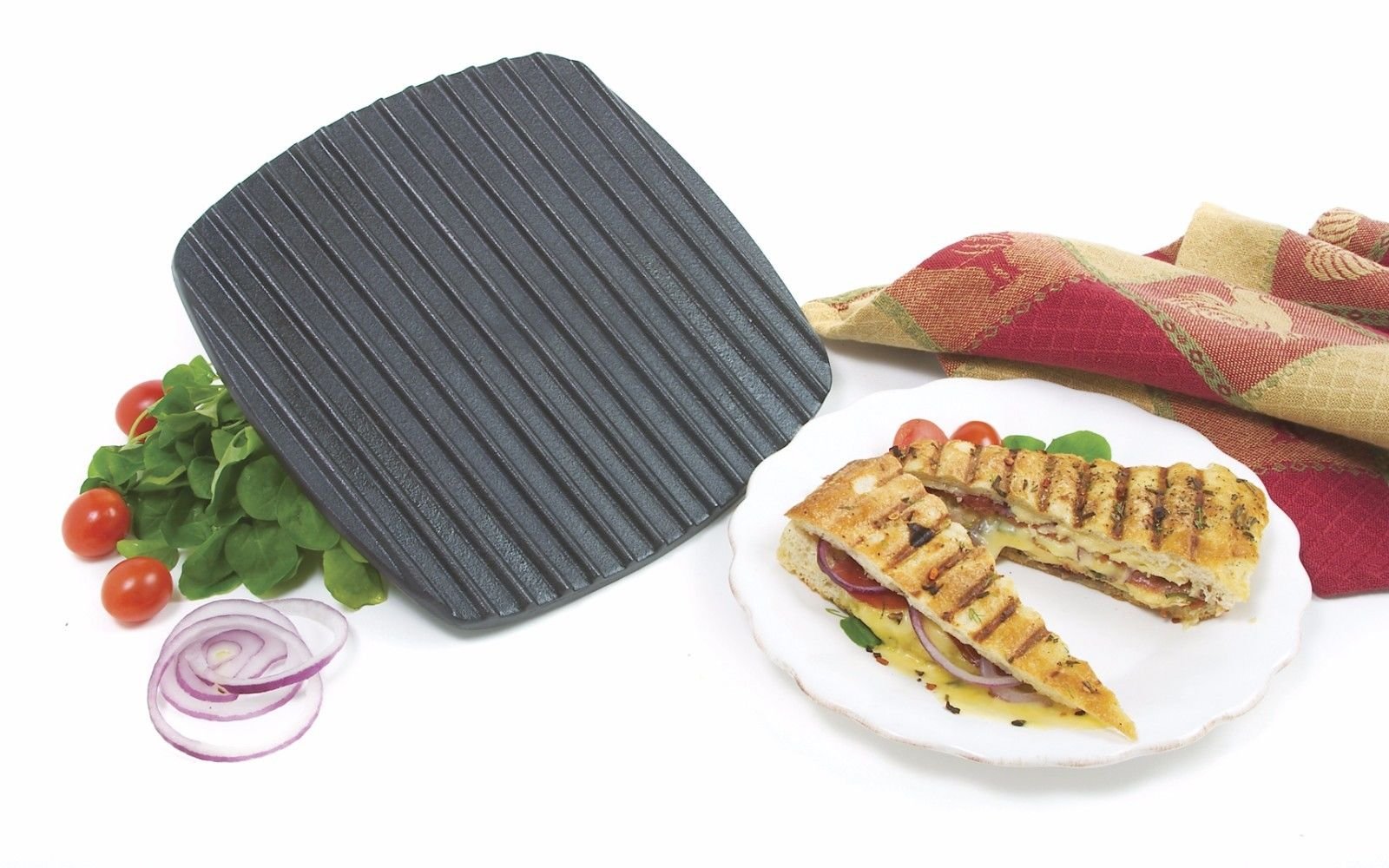 Norpro Italian Panini Sandwich Press And Steak Chicken Grill Cast Iron New 8.5 Inch