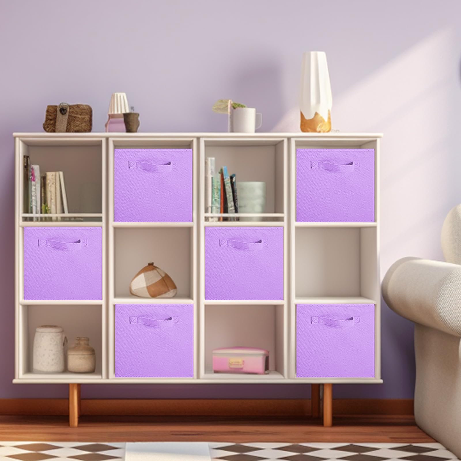 ShellKingdom Storage Bins  Foldable Fabric Storage Cubes And Cloth Storage Organizer Drawer For Closet And Toys Storage 2 Pack(Lavender)